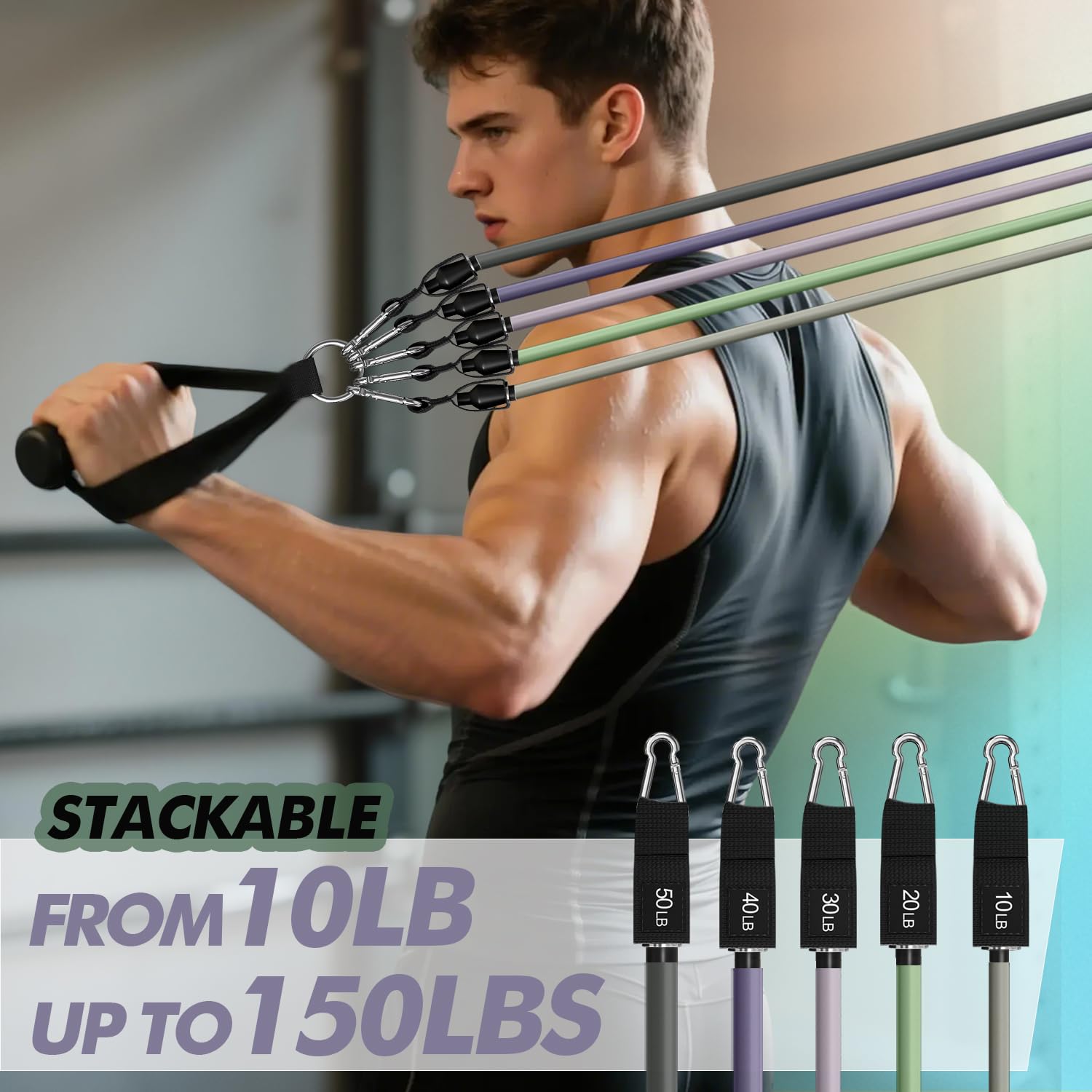 WHATAFIT Resistance Bands with Handles for Men and Women Fitness