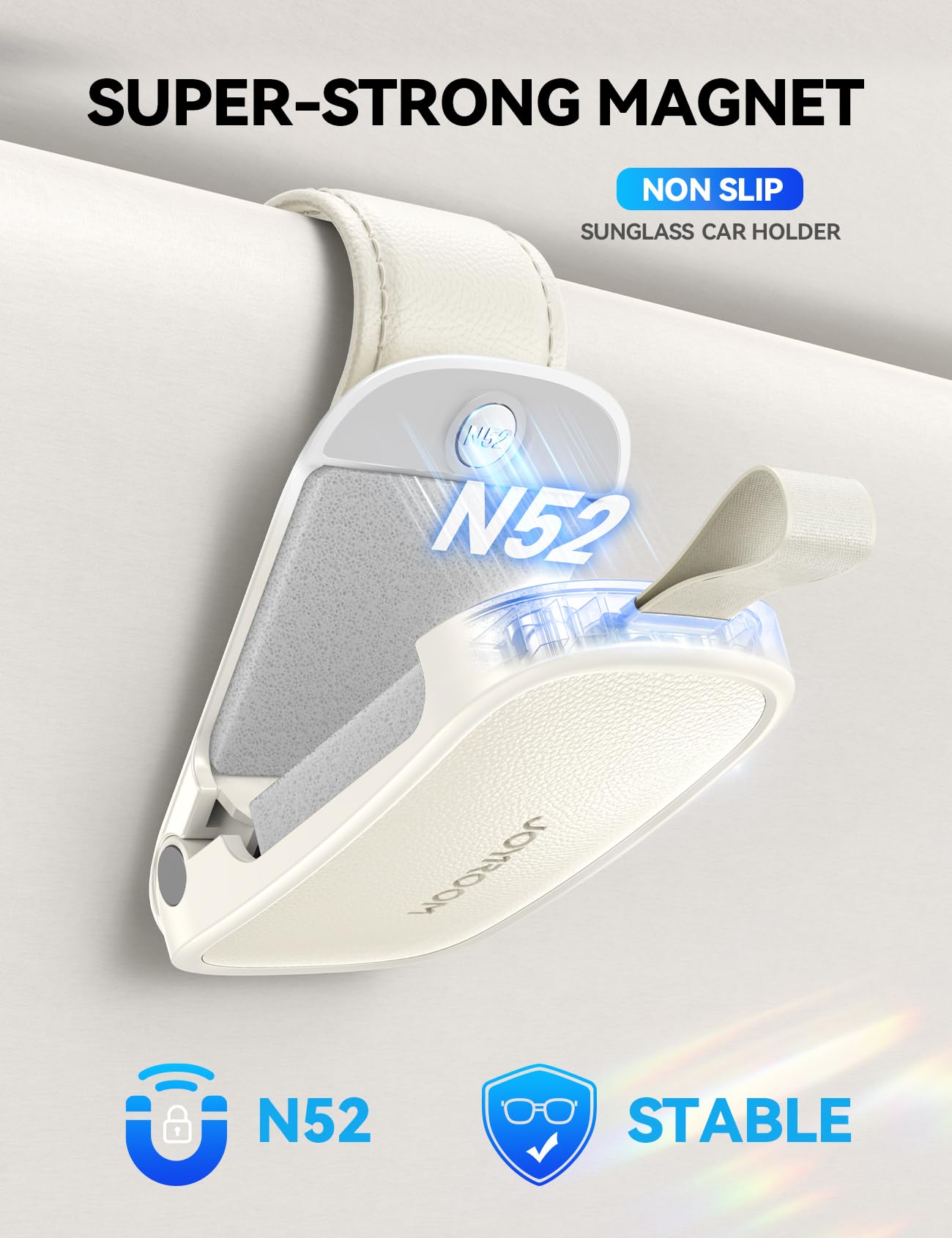 JOYROOM Universal Fits Leather Eyeglasses Clip Compatible with All Glasses