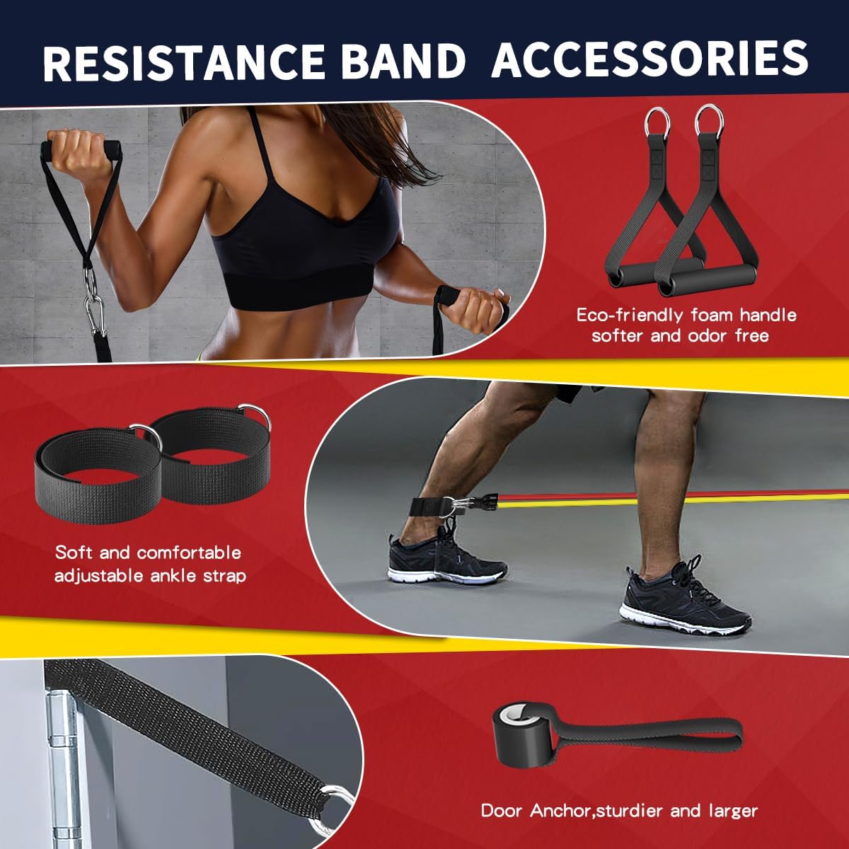 WHATAFIT Resistance Bands with Handles for Men and Women Fitness