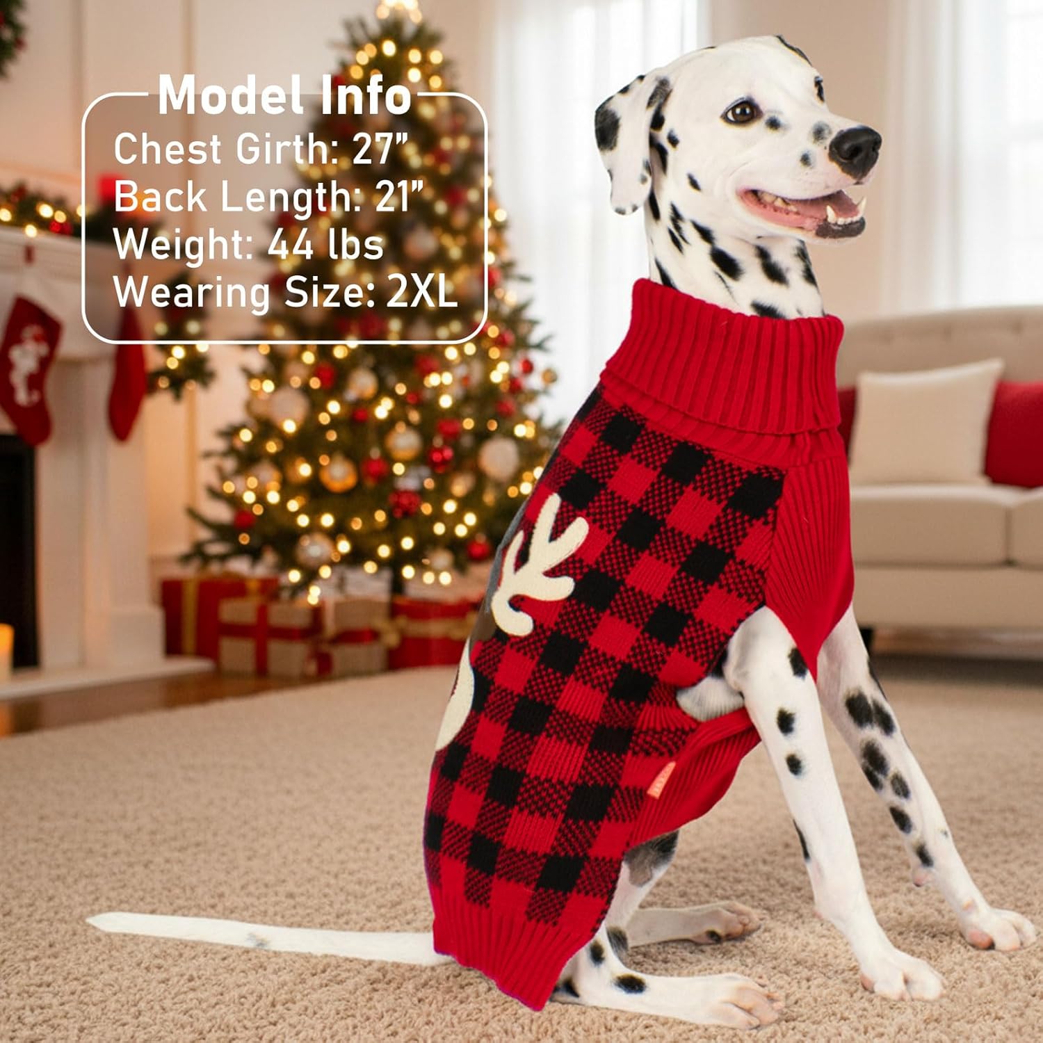 KYEESE Dog Christmas Sweater with Reindeer Pattern