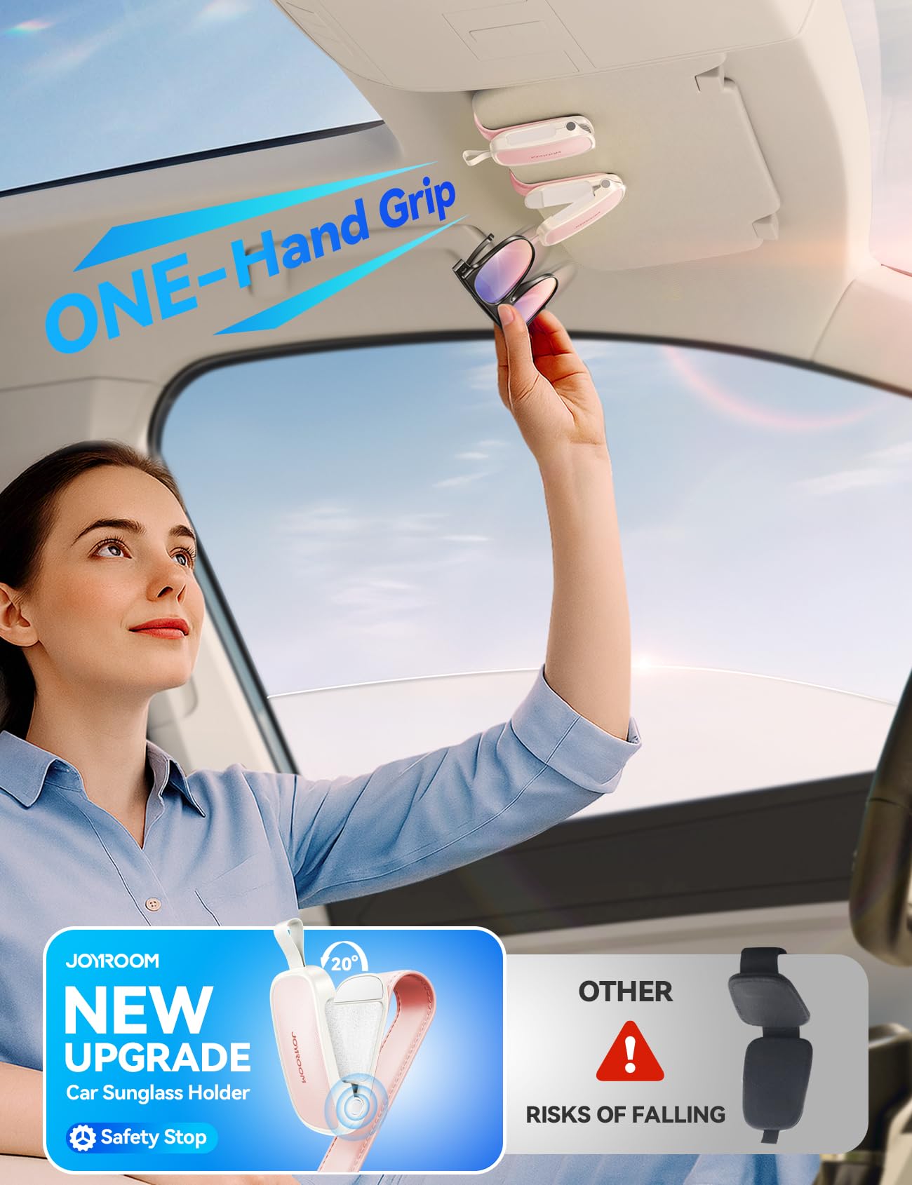 JOYROOM Universal Fits Leather Eyeglasses Clip Compatible with All Glasses