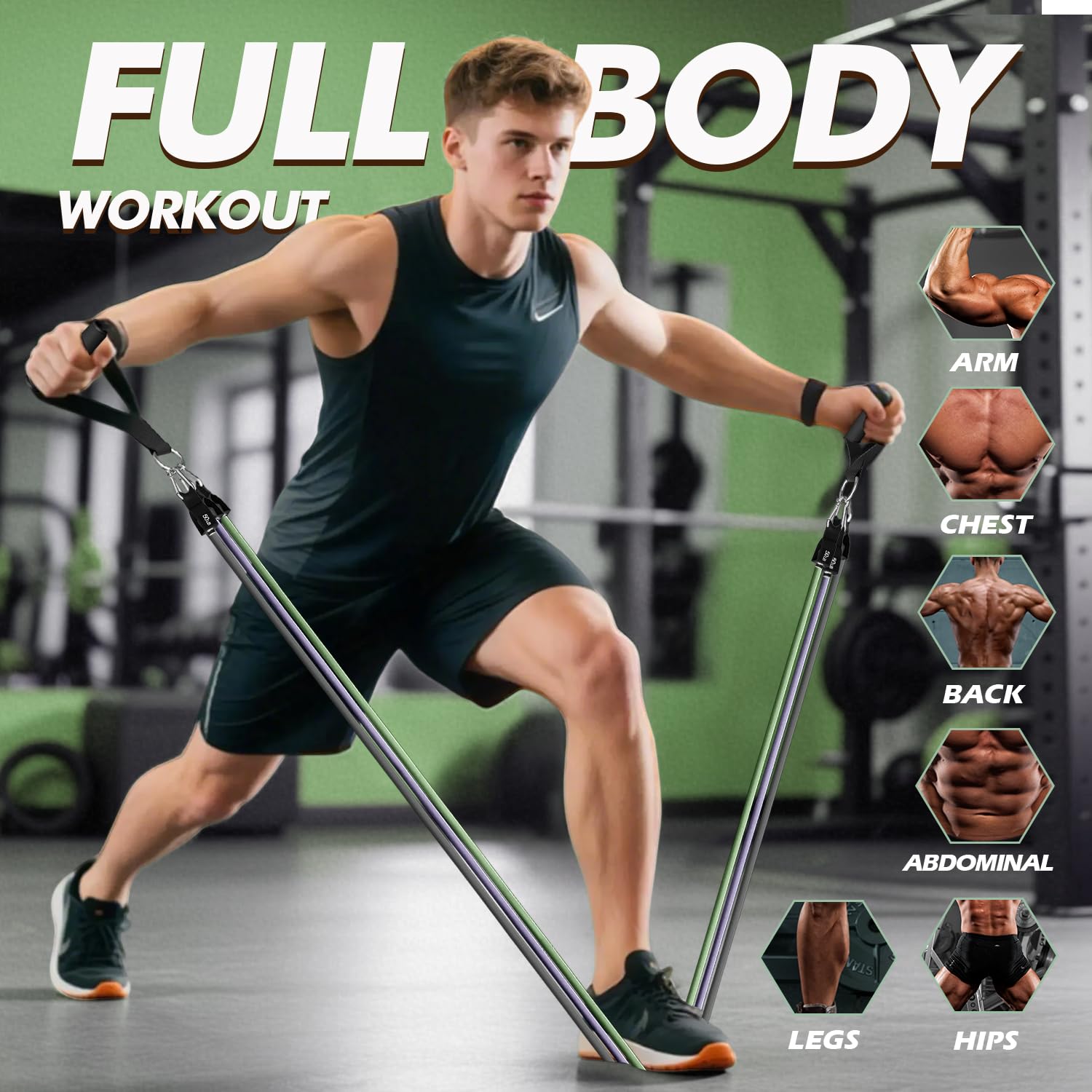 WHATAFIT Resistance Bands with Handles for Men and Women Fitness