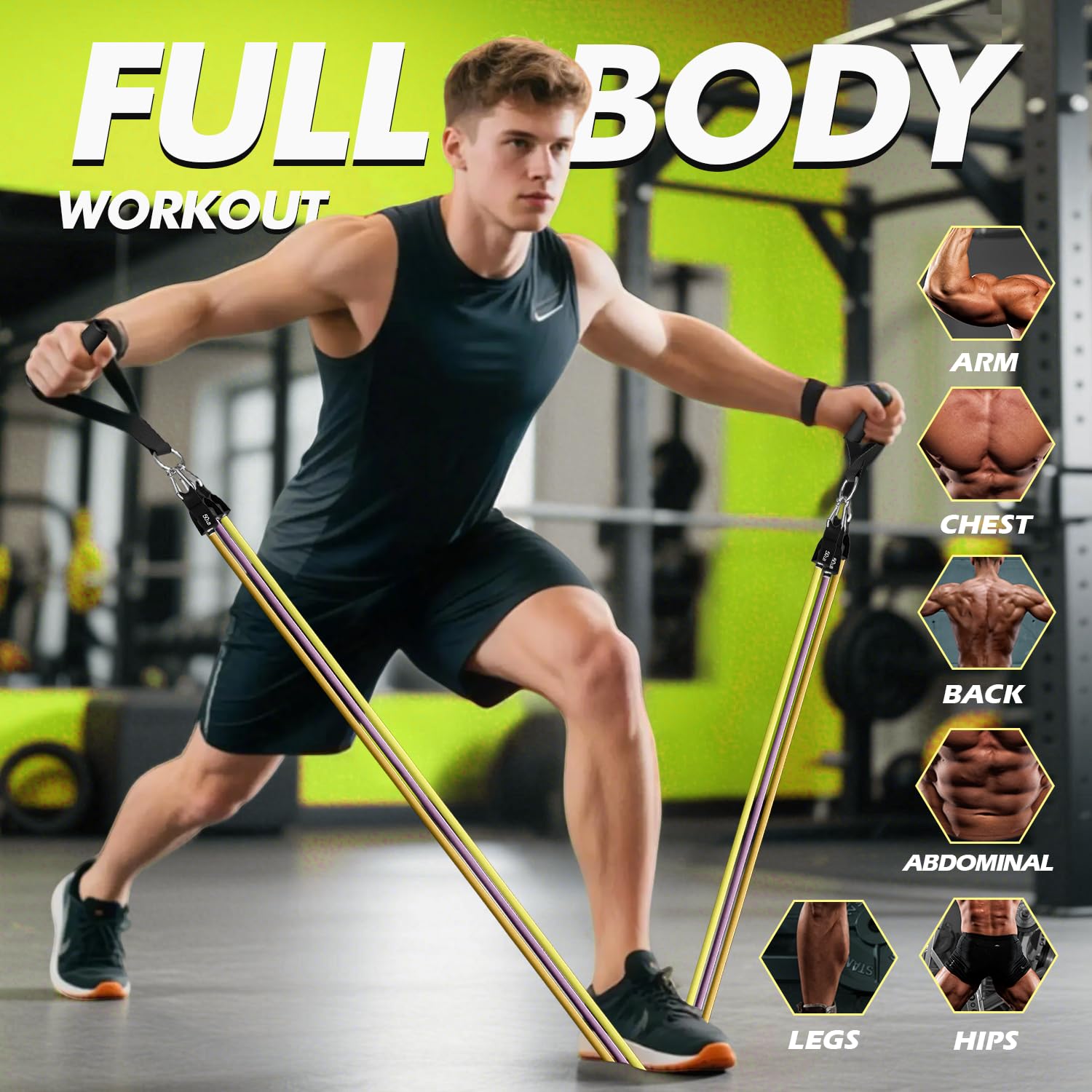 WHATAFIT Resistance Bands with Handles for Men and Women Fitness