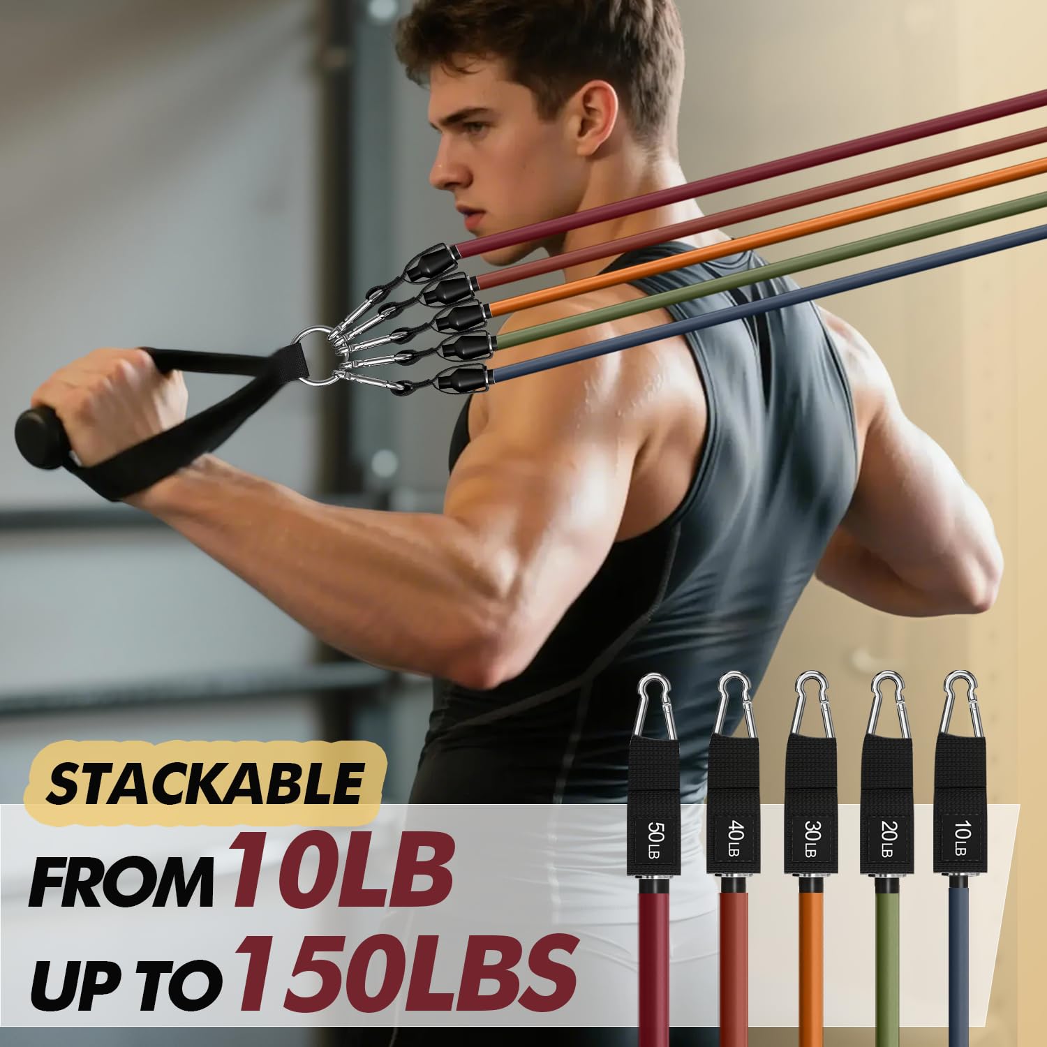 WHATAFIT Resistance Bands with Handles for Men and Women Fitness