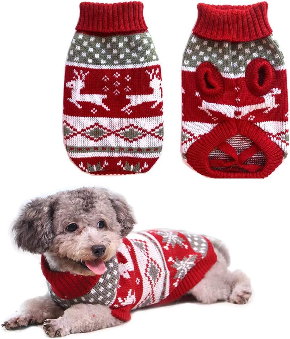 Dog Christmas Knit Sweater – Reindeer Design