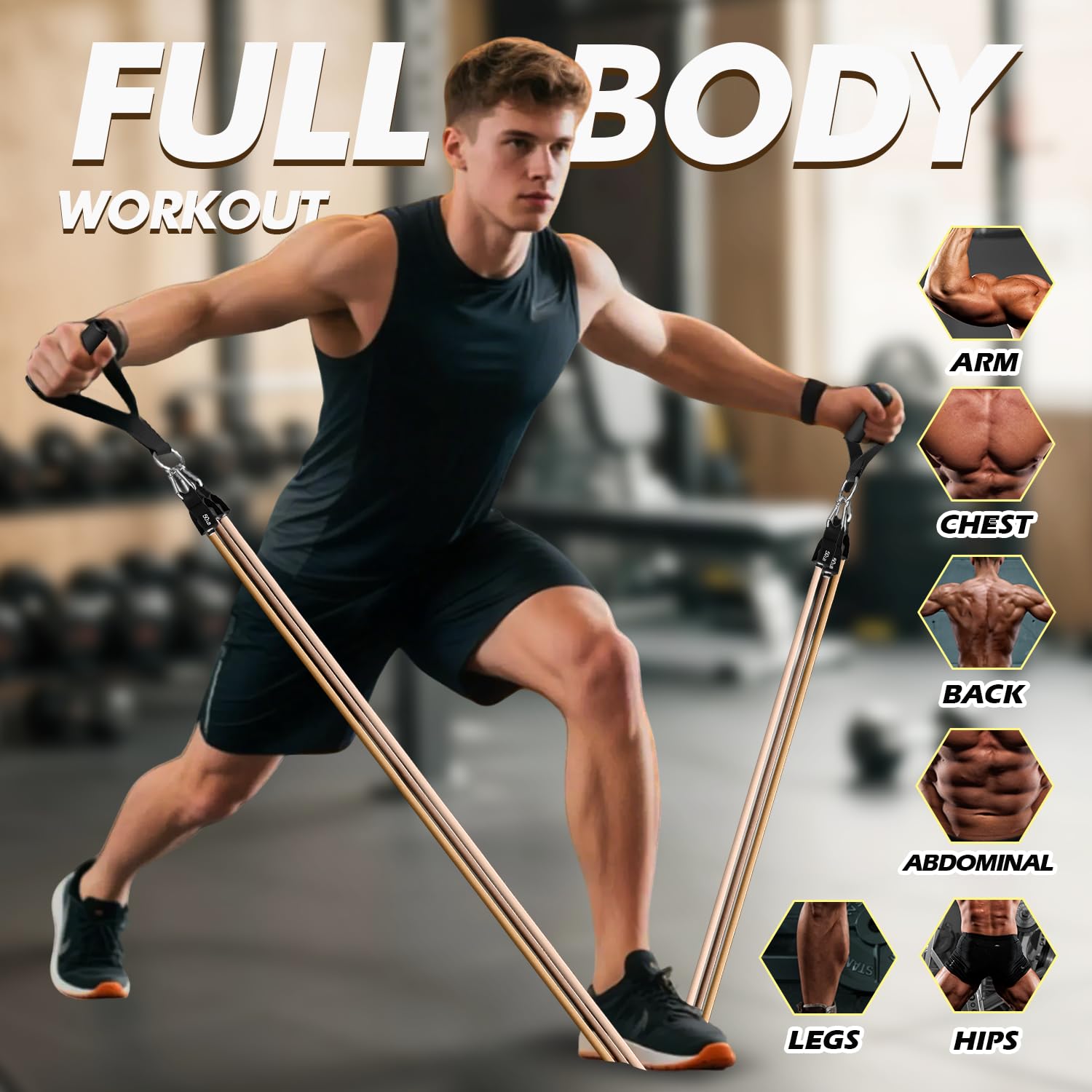 WHATAFIT Resistance Bands with Handles for Men and Women Fitness