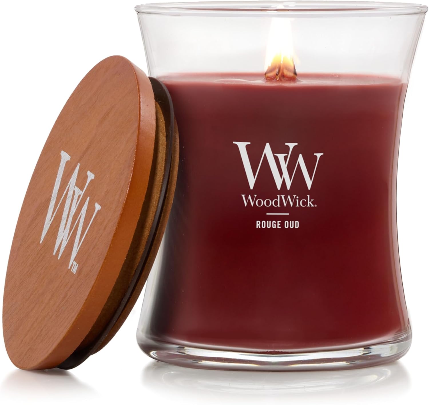 WoodWick Medium Hourglass Candle Fireside Scent Premium Soy  9.7oz