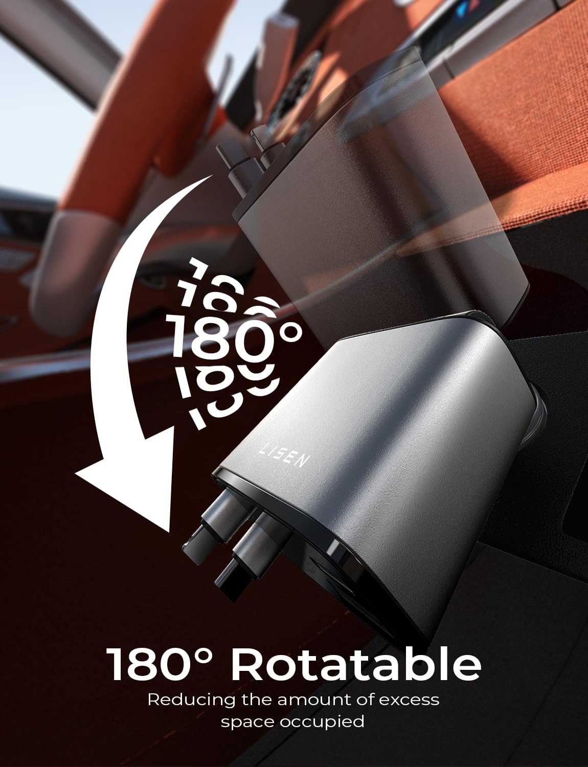 LISEN Retractable 69W Cars Adapter USB C Fast Charger