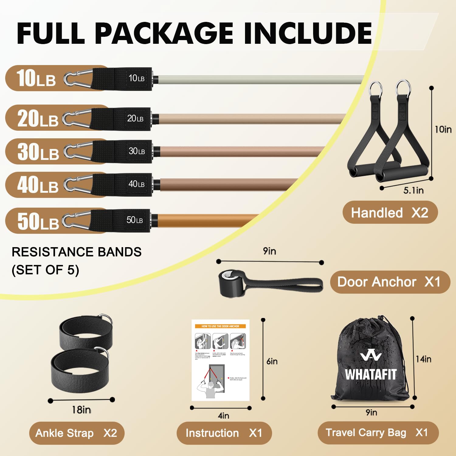 WHATAFIT Resistance Bands with Handles for Men and Women Fitness