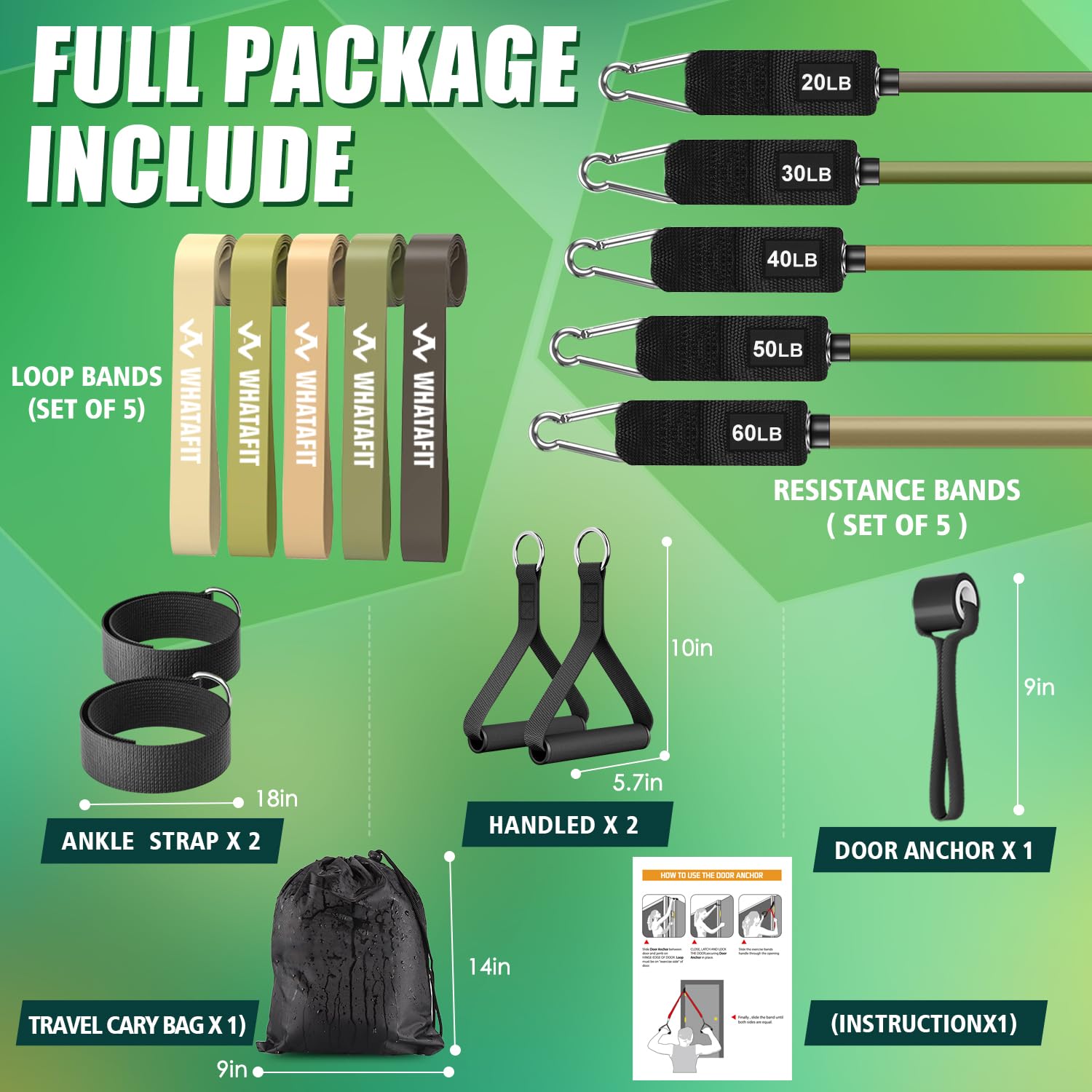 WHATAFIT Resistance Bands with Handles for Men and Women Fitness