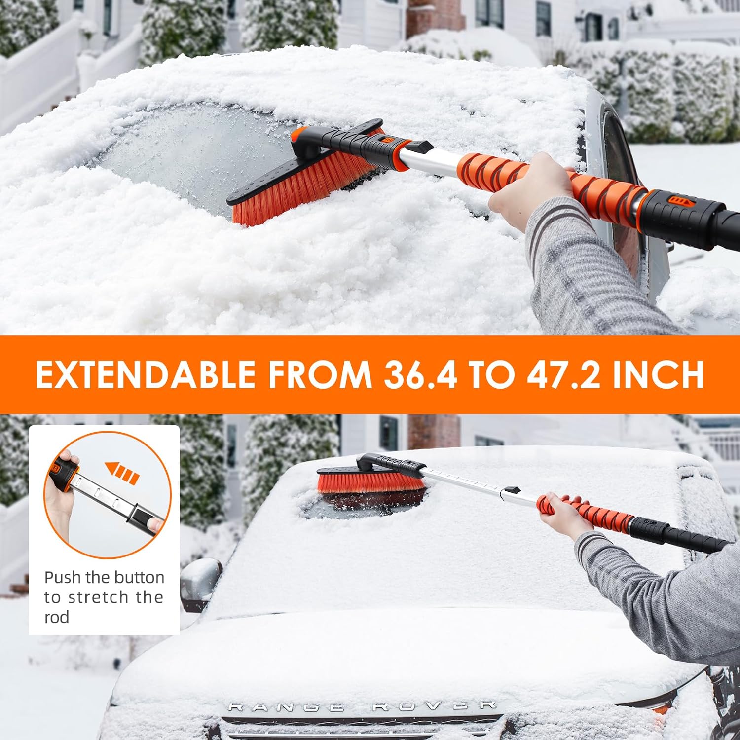 AstroAI  Ice Scrapers for Car Windshieldand Extendable Snow Brush with Foam Grip