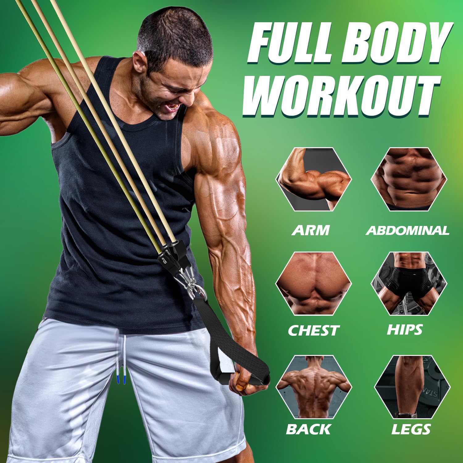 WHATAFIT Resistance Bands with Handles for Men and Women Fitness