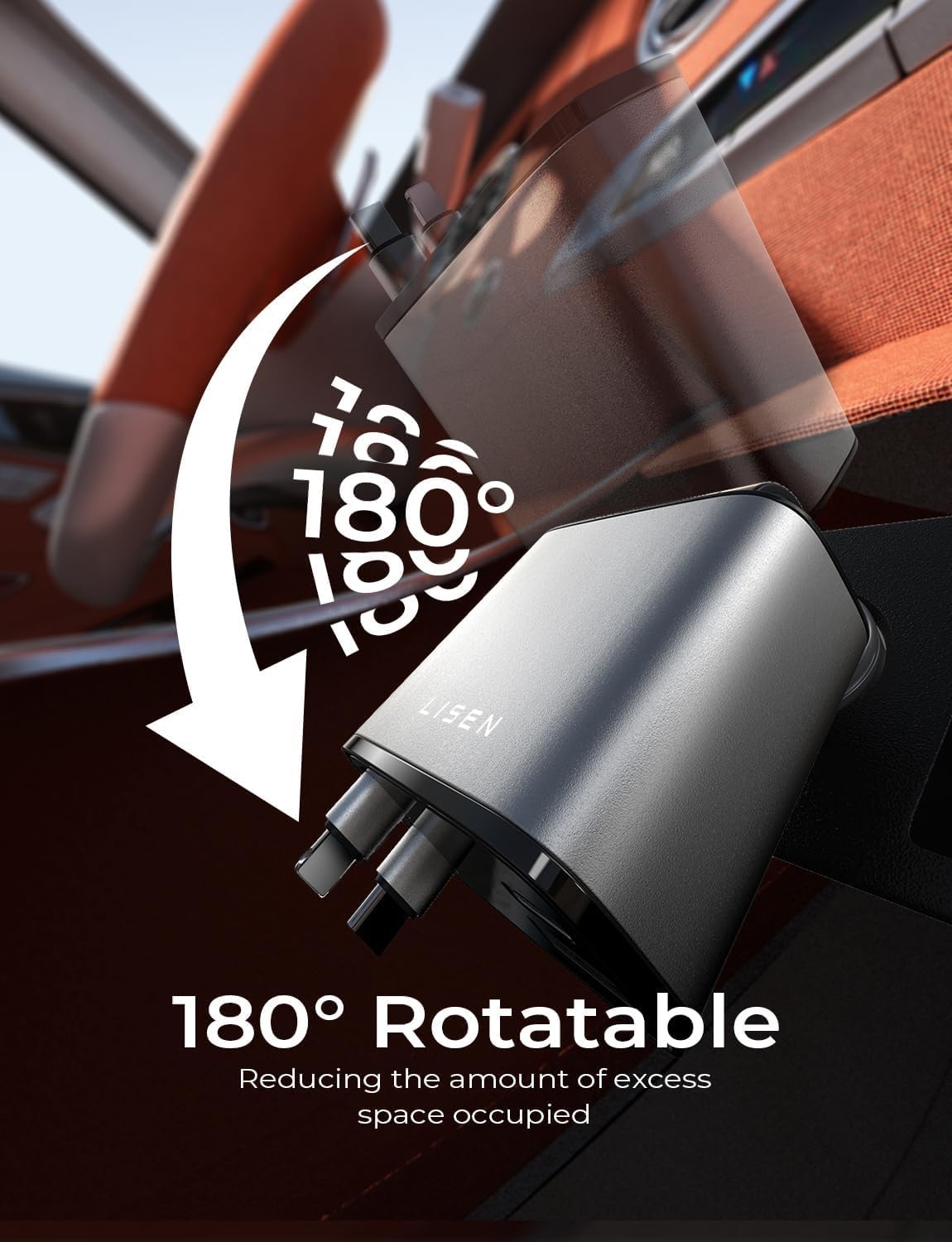 LISEN Retractable 69W Cars Adapter USB C Fast Charger