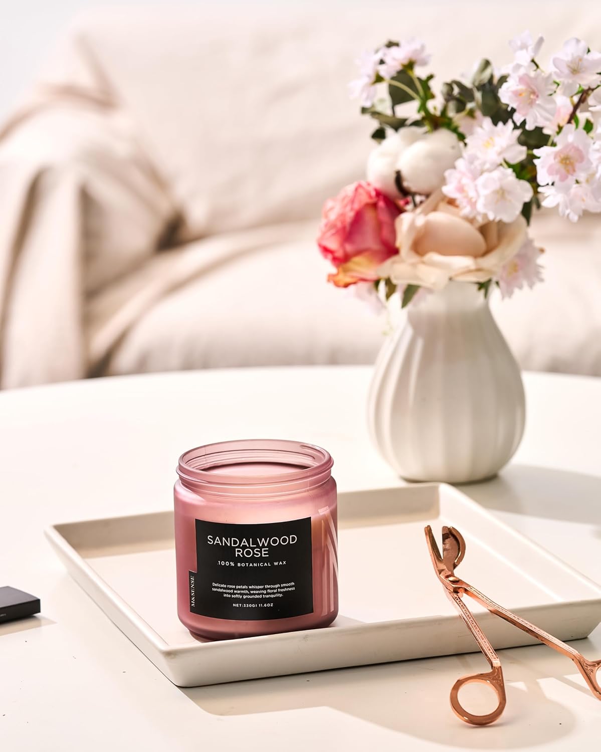 M&SENSE Sandalwood Rose Scented Candle - 11.6oz
