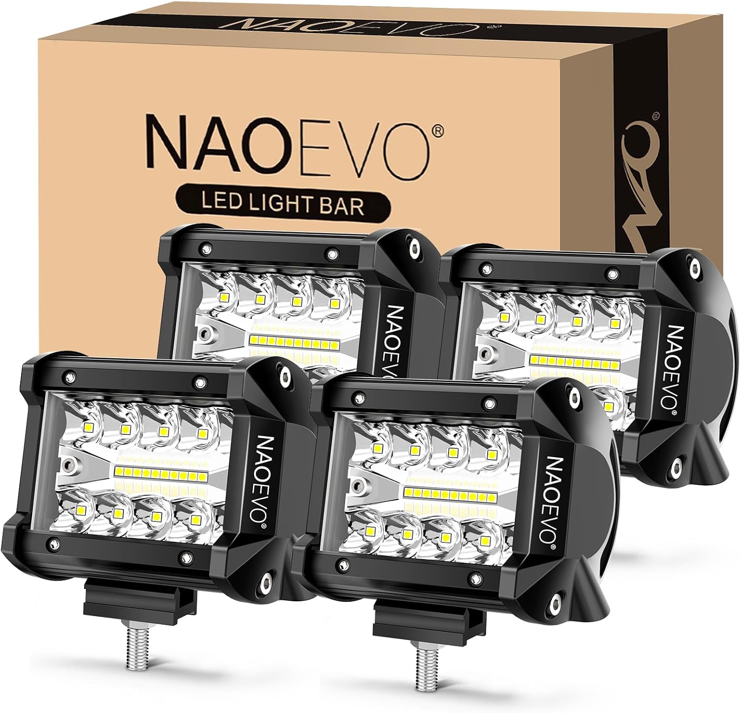 NAOEVO 4 Inch LED Pod Lights, 240W,4 Pcs