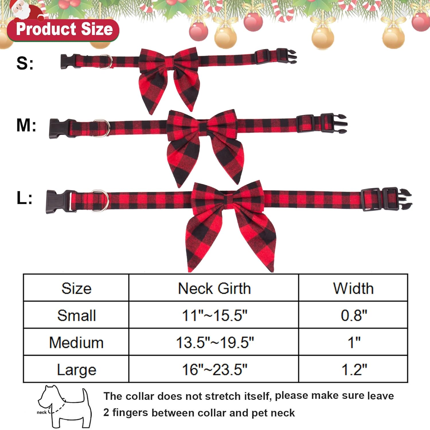 ADOGGYGO Christmas Dog Collar with Bow