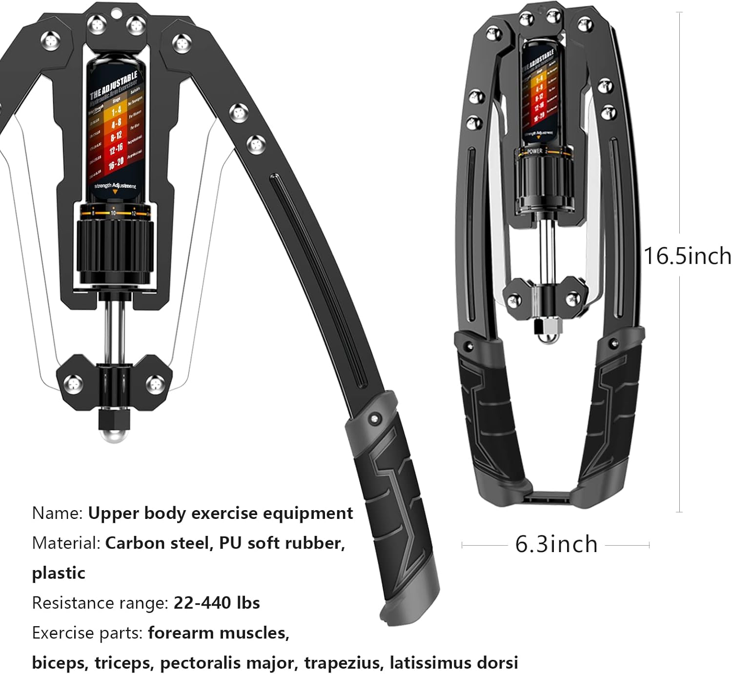 EAST MOUNT Twister Arm Exerciser - Adjustable 22-440lbs Hydraulic Power