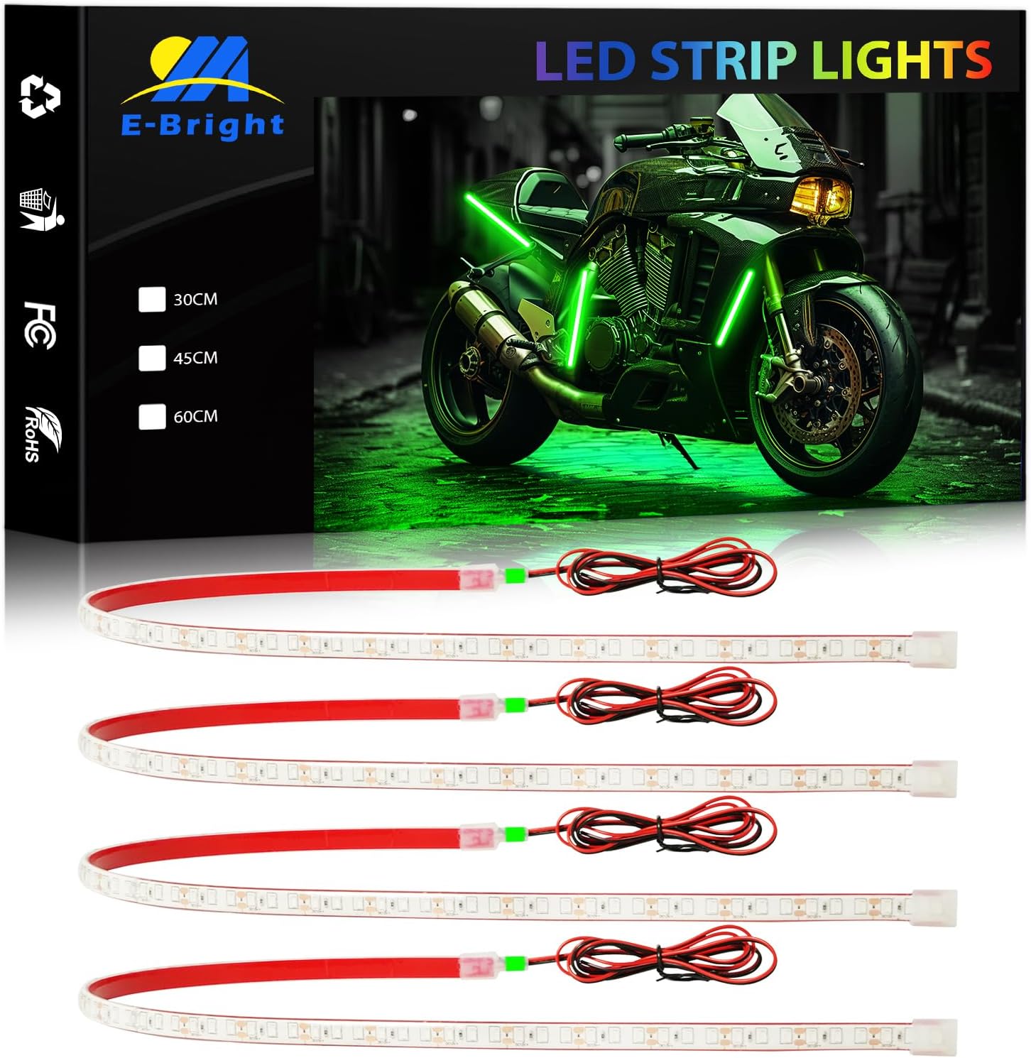 YM E-Bright LED Strip Light 30CM Waterproof for Car Motorcycles Decoration