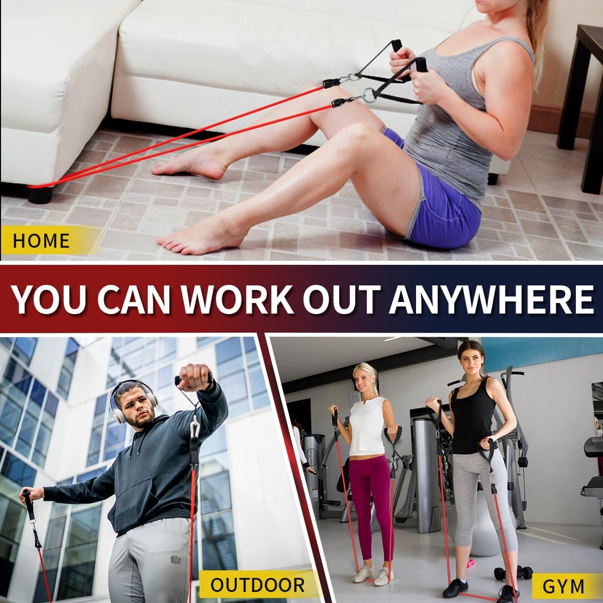WHATAFIT Resistance Bands with Handles for Men and Women Fitness