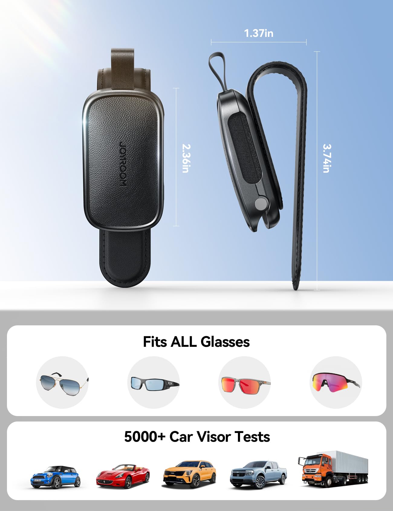 JOYROOM Universal Fits Leather Eyeglasses Clip Compatible with All Glasses