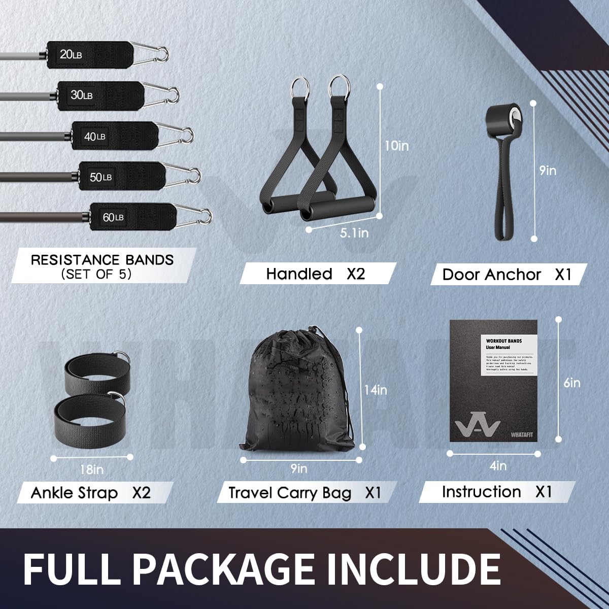 WHATAFIT Resistance Bands with Handles for Men and Women Fitness