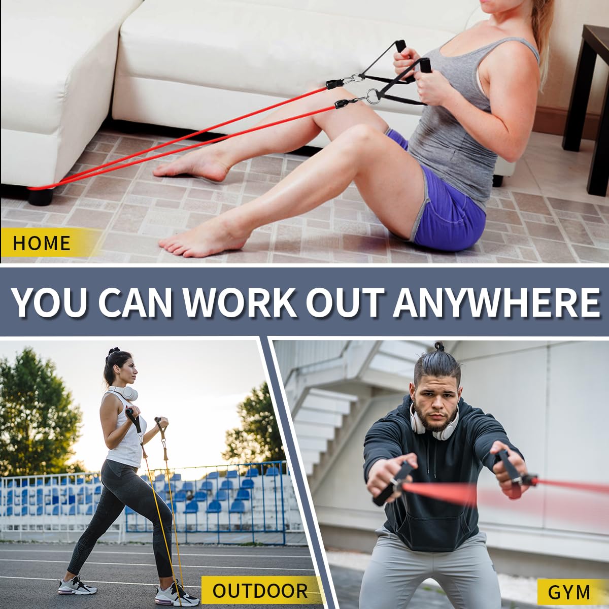 WHATAFIT Resistance Bands with Handles for Men and Women Fitness