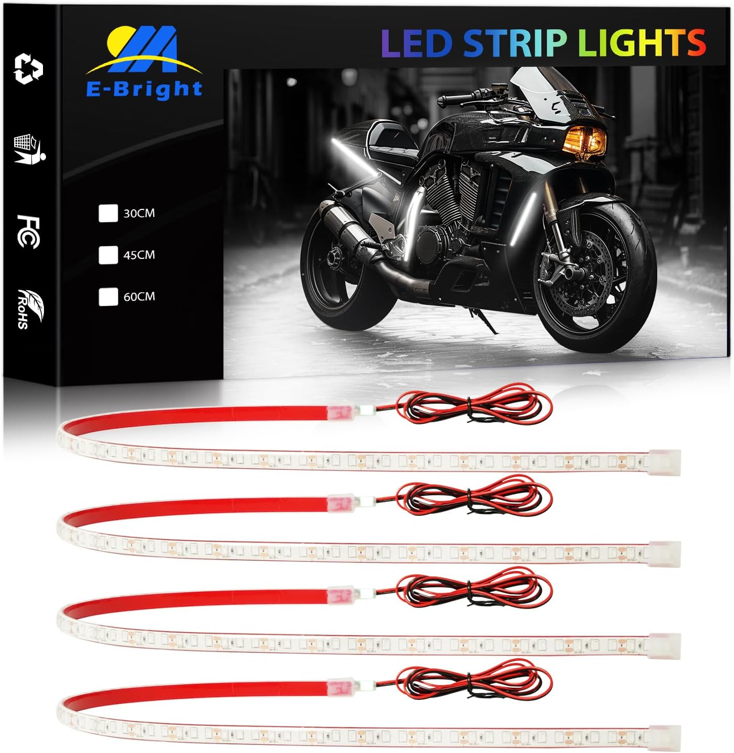 YM E-Bright LED Strip Light 30CM Waterproof for Car Motorcycles Decoration