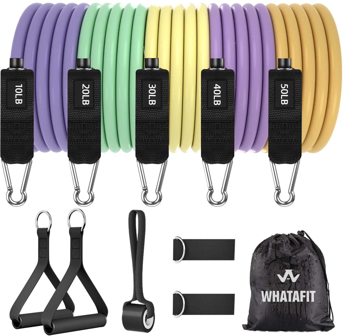 WHATAFIT Resistance Bands with Handles for Men and Women Fitness