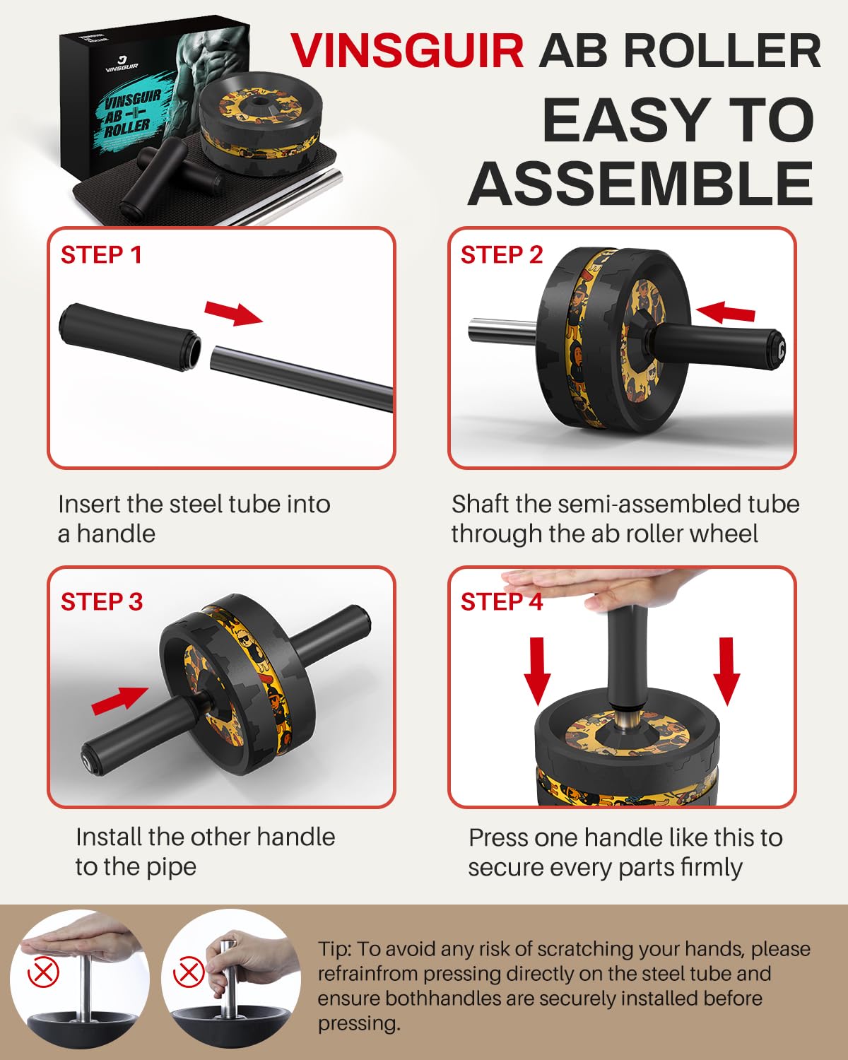 Vinsguir Ab Roller Wheel for Abdominal & Core Strength Training