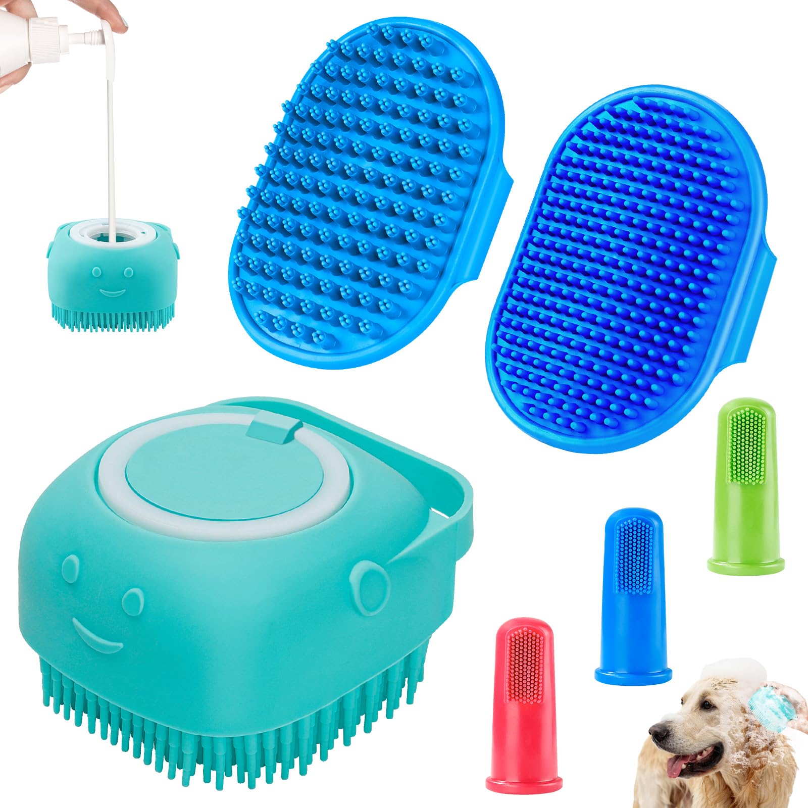 Comotech 6PCS Dog Bath Brush & Dog Toothbrush