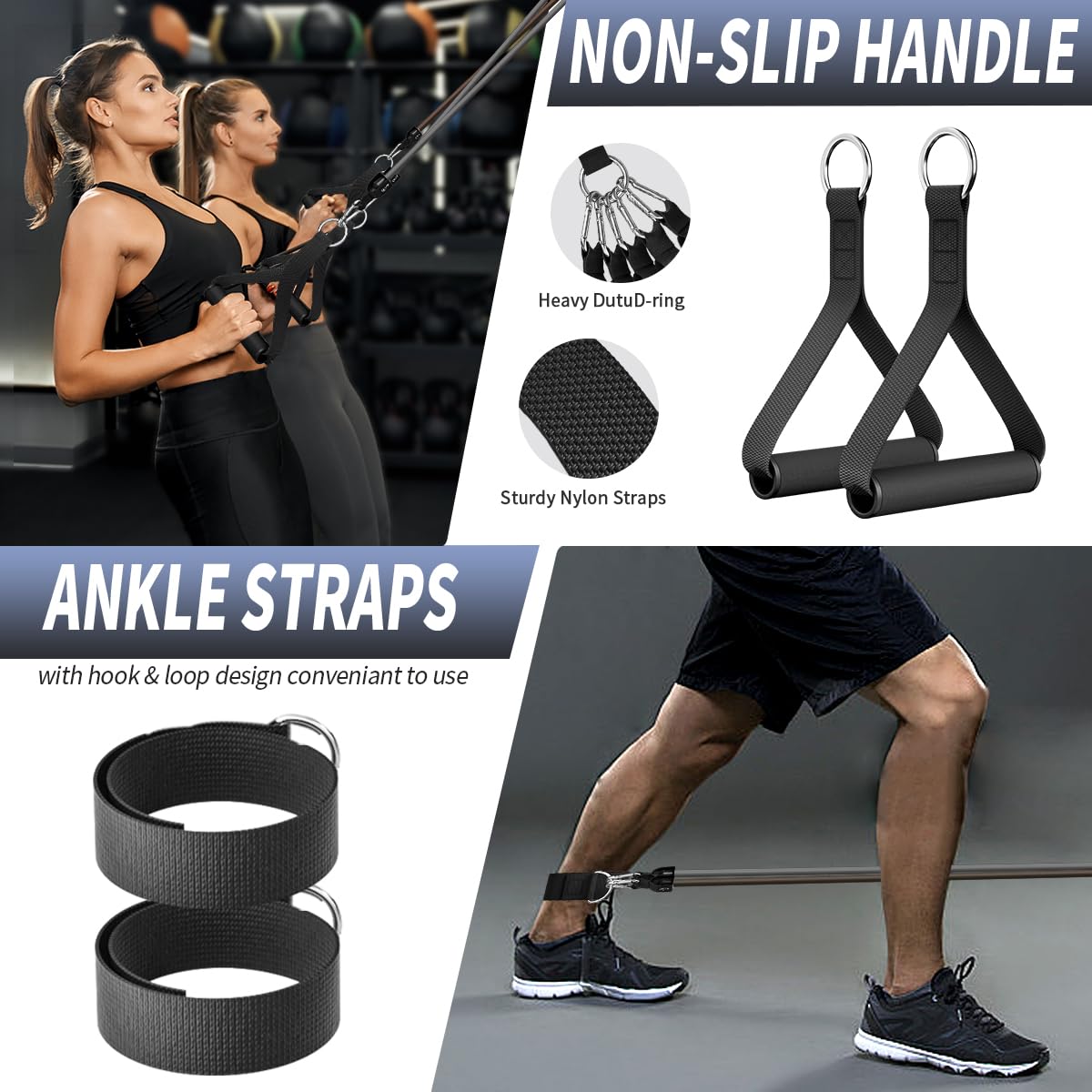WHATAFIT Resistance Bands with Handles for Men and Women Fitness