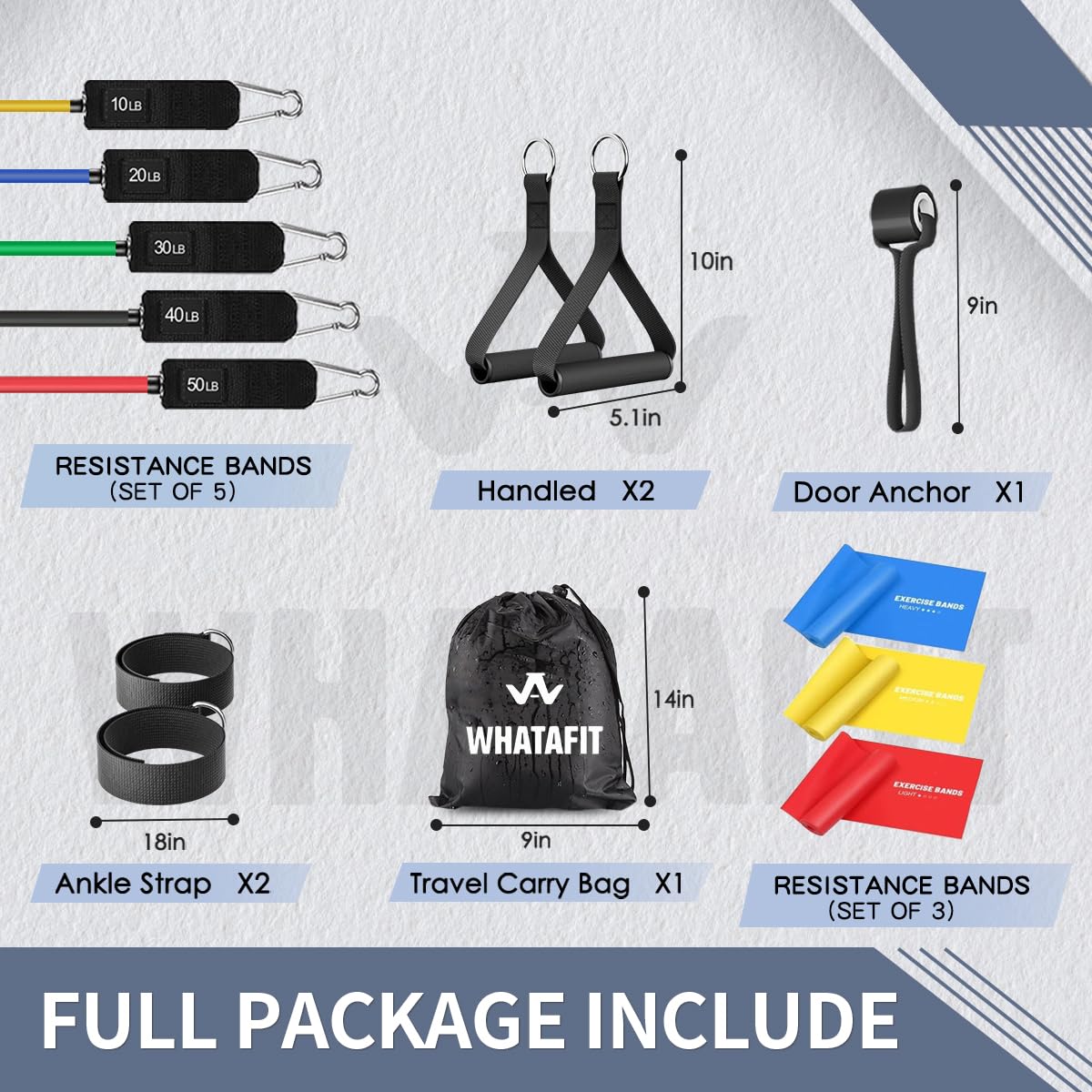 WHATAFIT Resistance Bands with Handles for Men and Women Fitness