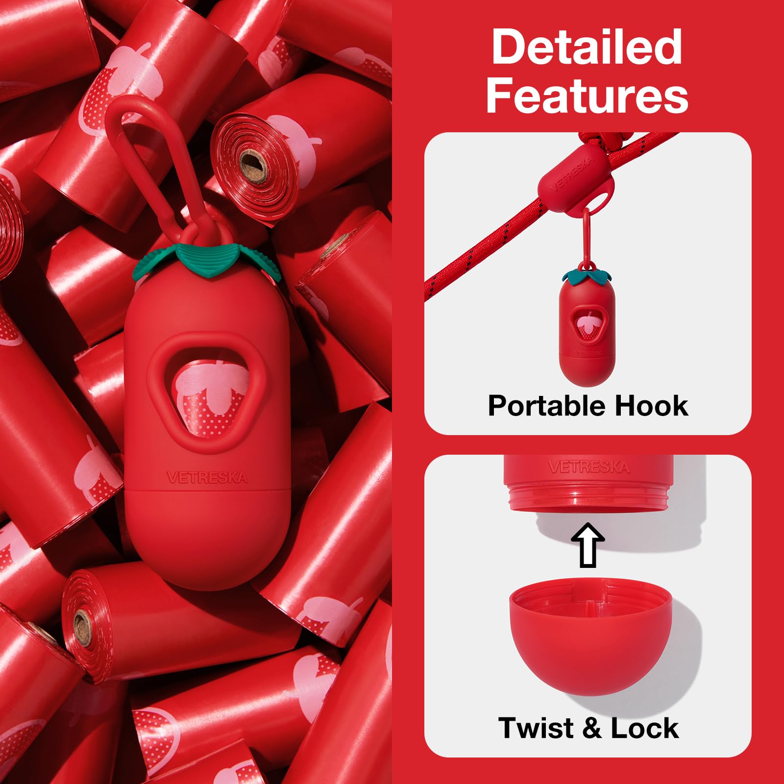 VETRESKA Dog Dispenser with Cherry Blossom Scented Poop Bags