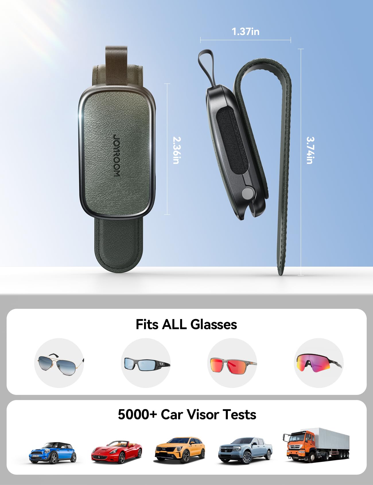 JOYROOM Universal Fits Leather Eyeglasses Clip Compatible with All Glasses