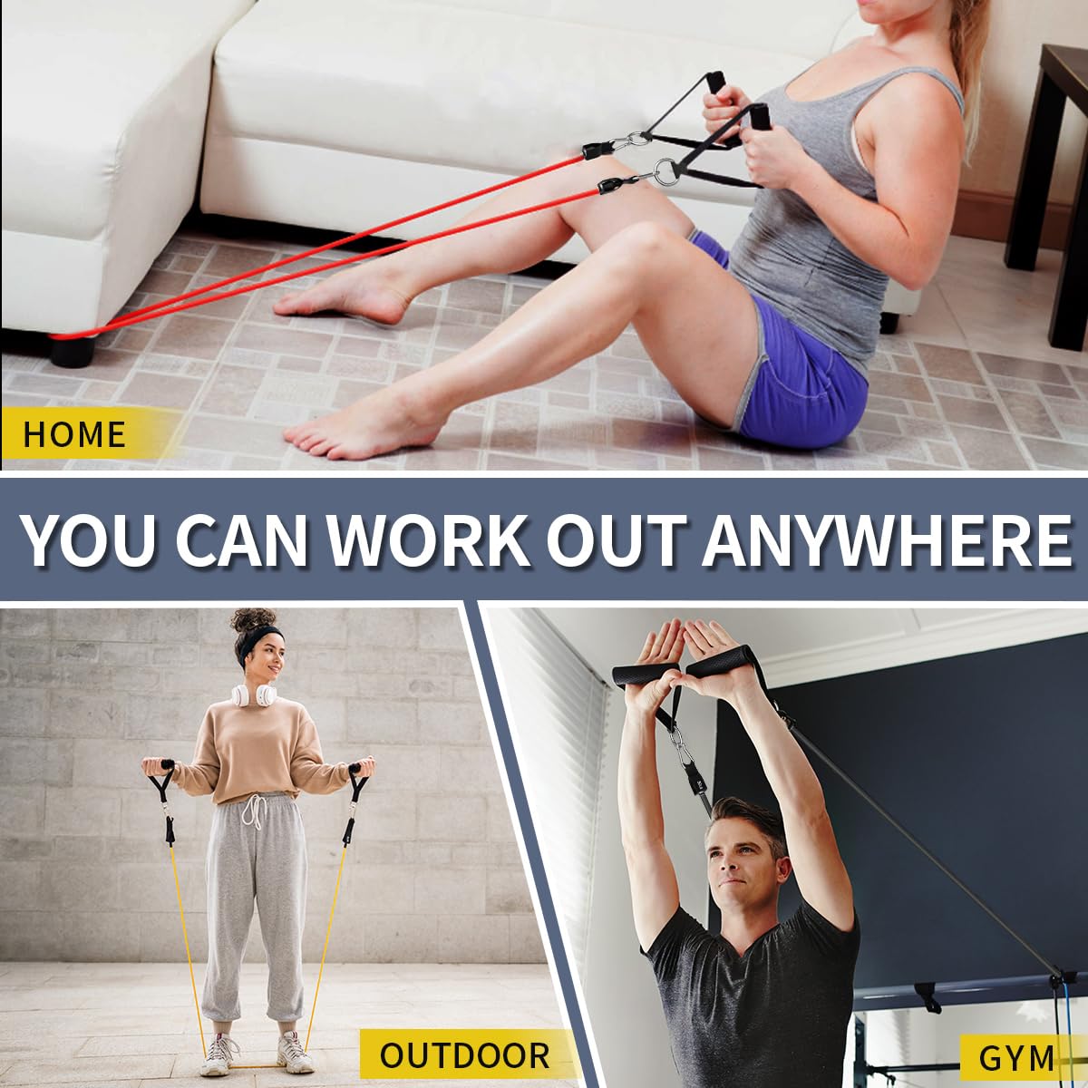 WHATAFIT Resistance Bands with Handles for Men and Women Fitness