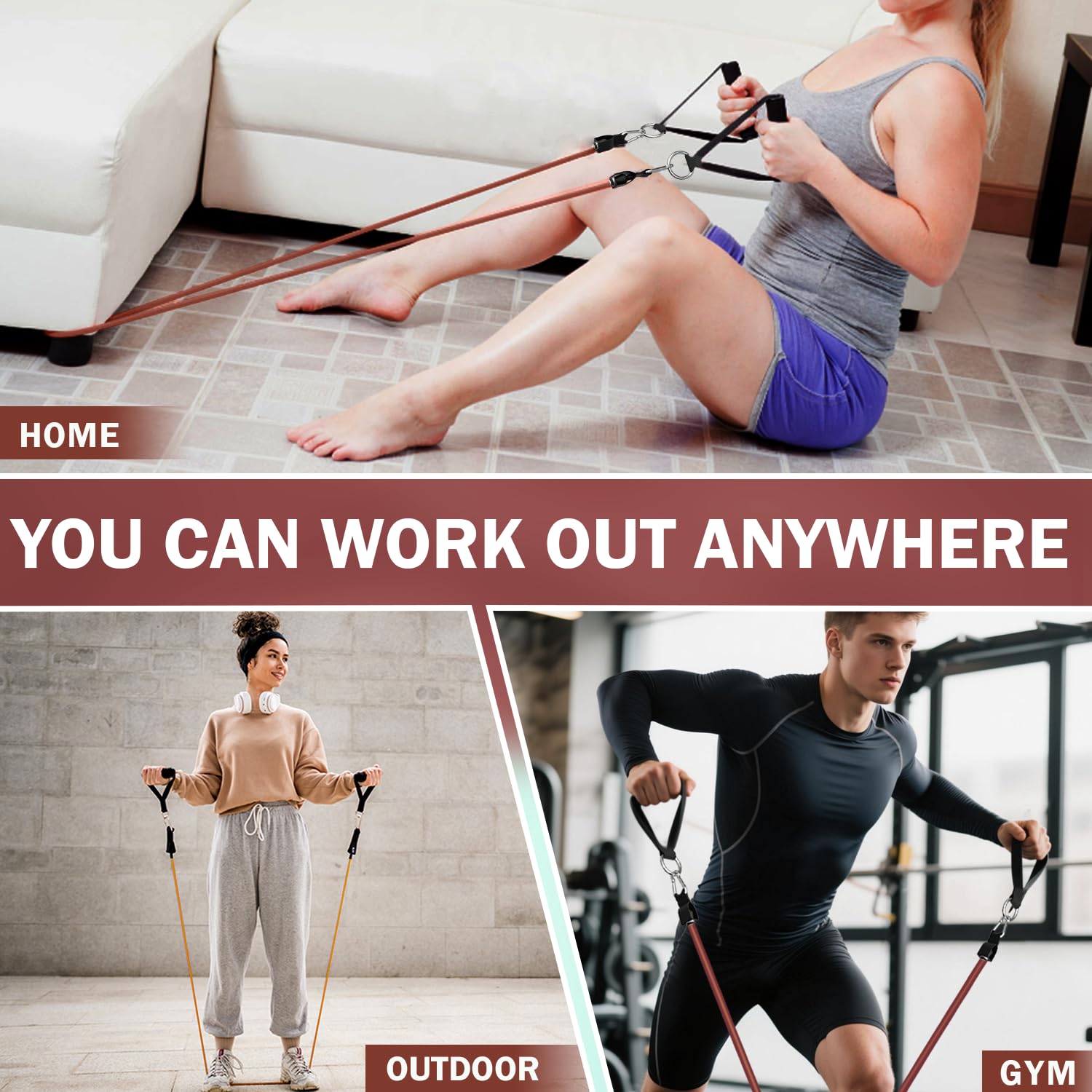 WHATAFIT Resistance Bands with Handles for Men and Women Fitness