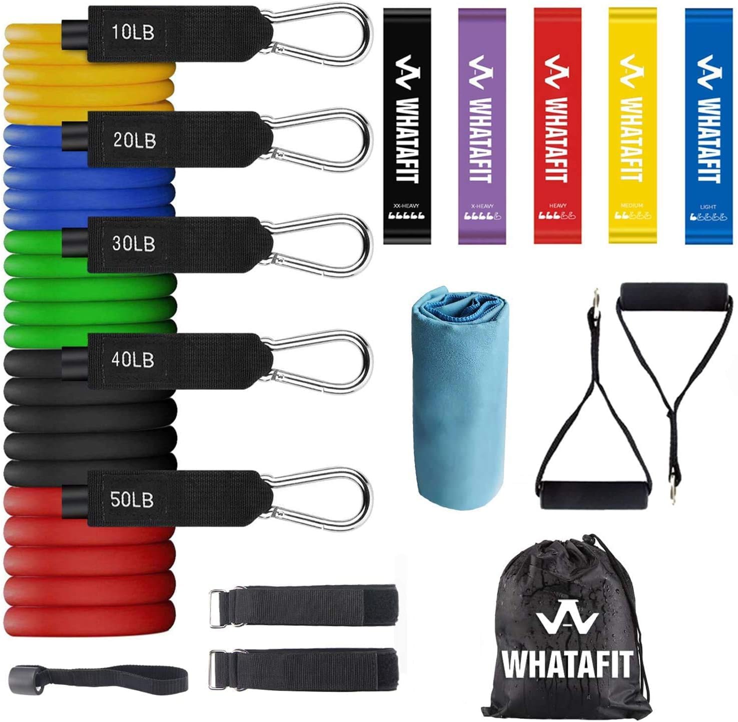 WHATAFIT Resistance Bands with Handles for Men and Women Fitness