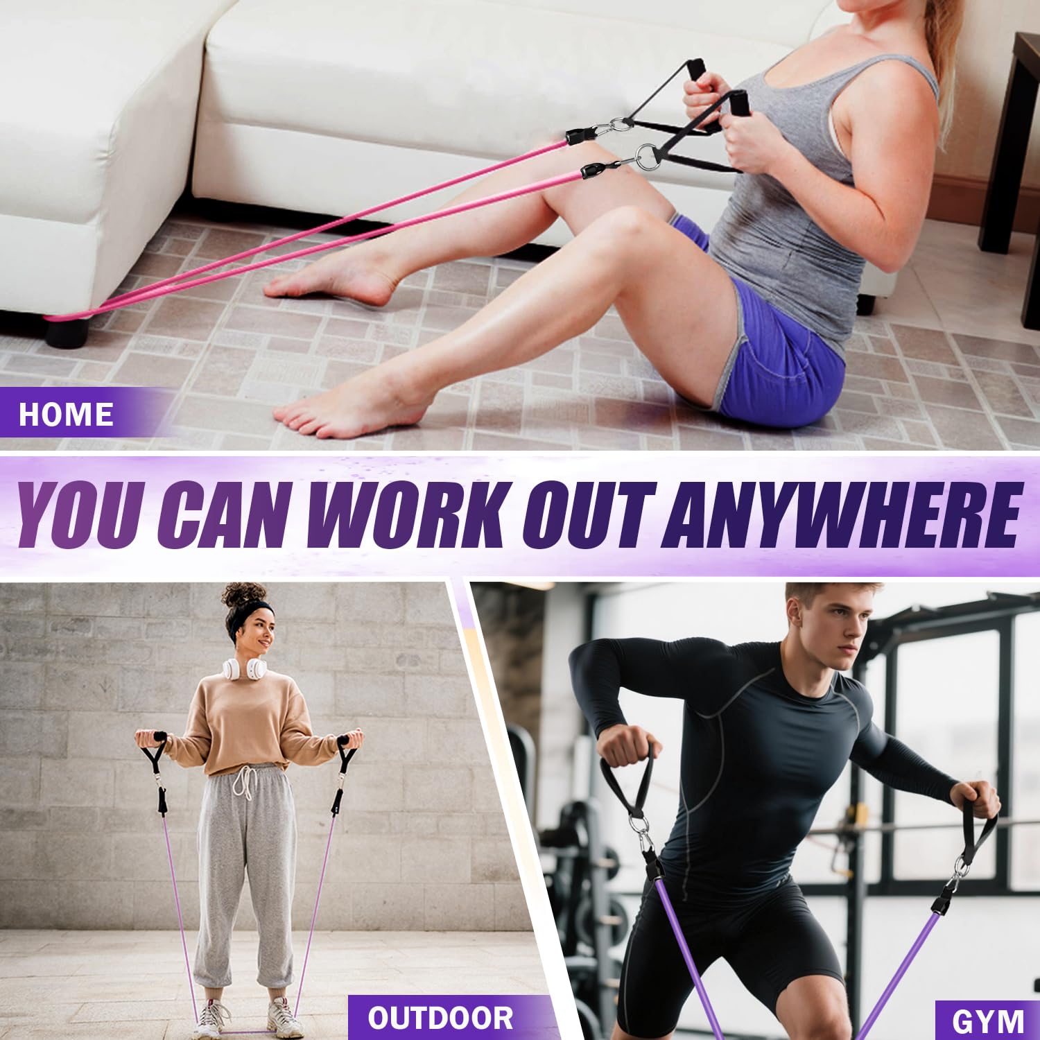 WHATAFIT Resistance Bands with Handles for Men and Women Fitness