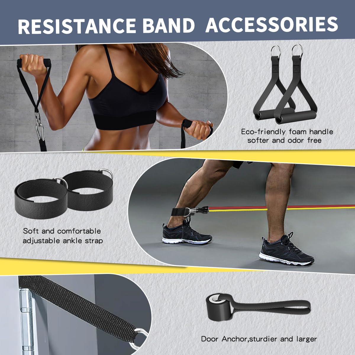 WHATAFIT Resistance Bands with Handles for Men and Women Fitness