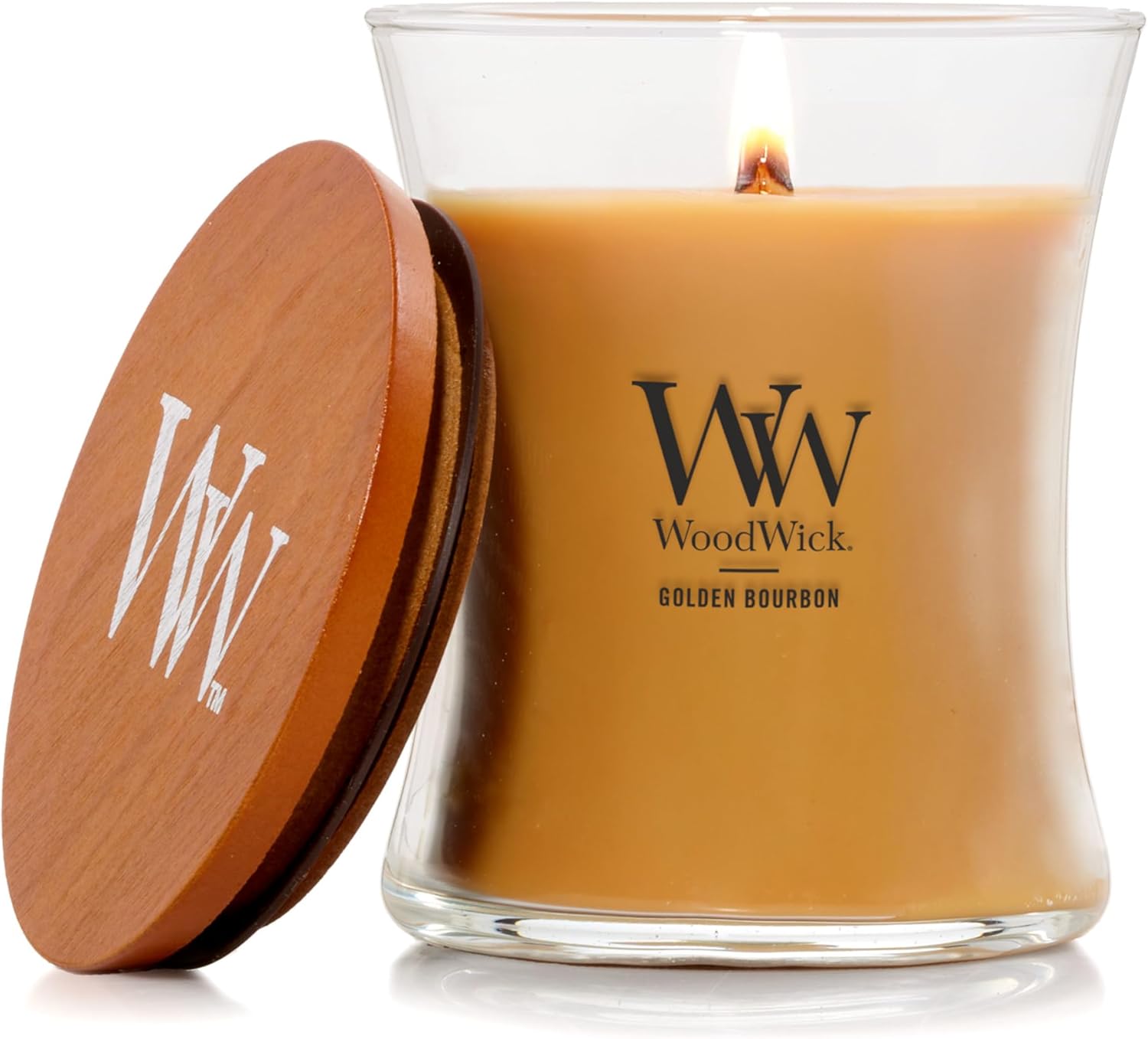 WoodWick Medium Hourglass Candle Fireside Scent Premium Soy  9.7oz