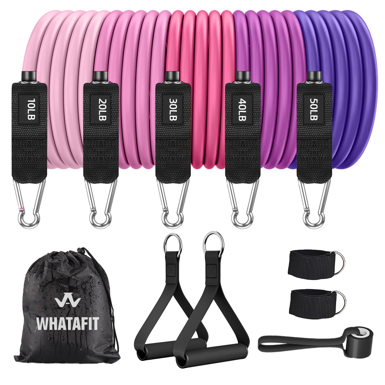 WHATAFIT Resistance Bands with Handles for Men and Women Fitness