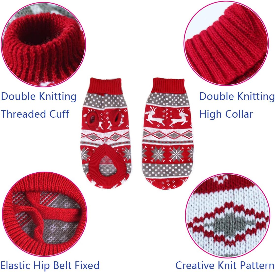 Dog Christmas Knit Sweater – Reindeer Design
