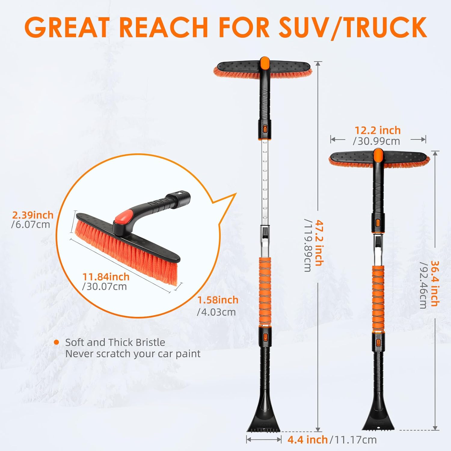 AstroAI  Ice Scrapers for Car Windshieldand Extendable Snow Brush with Foam Grip