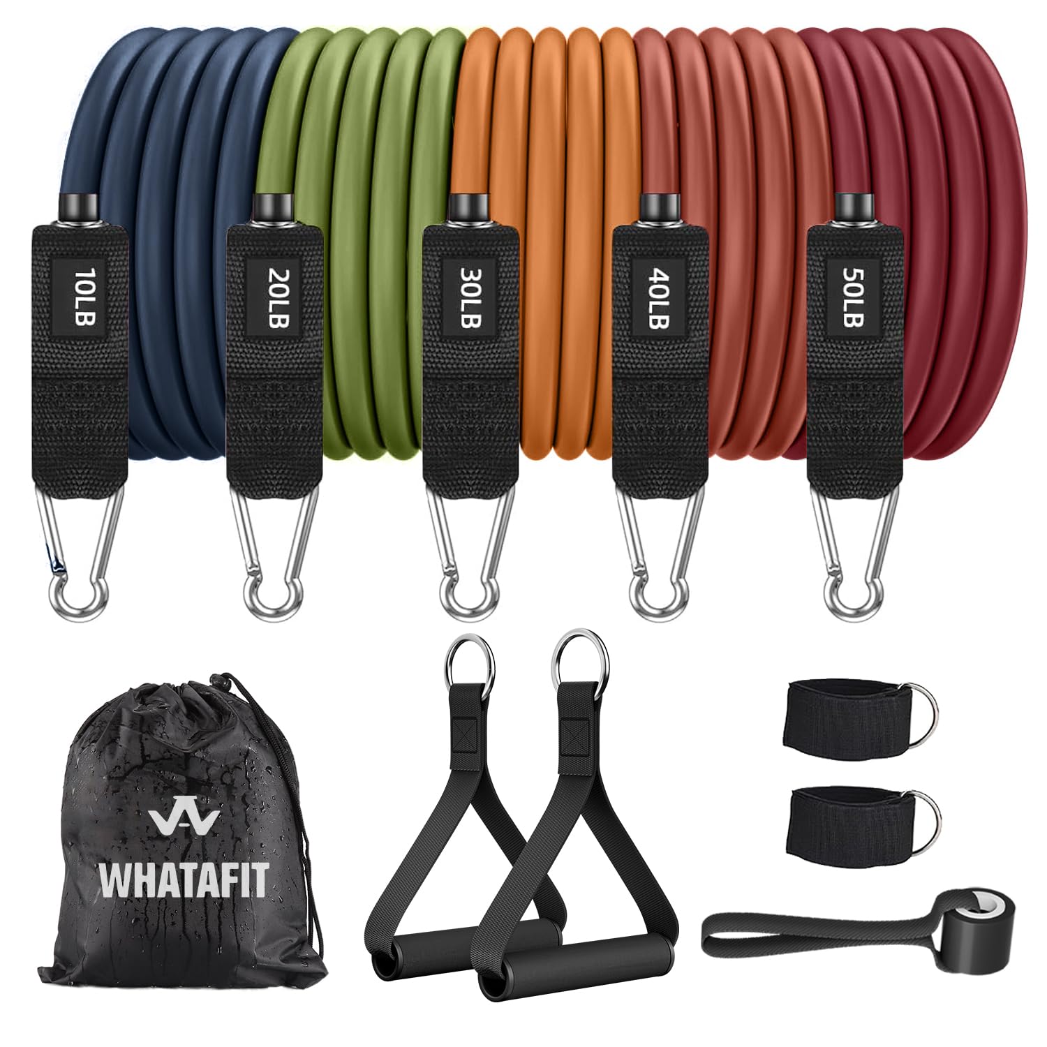 WHATAFIT Resistance Bands with Handles for Men and Women Fitness