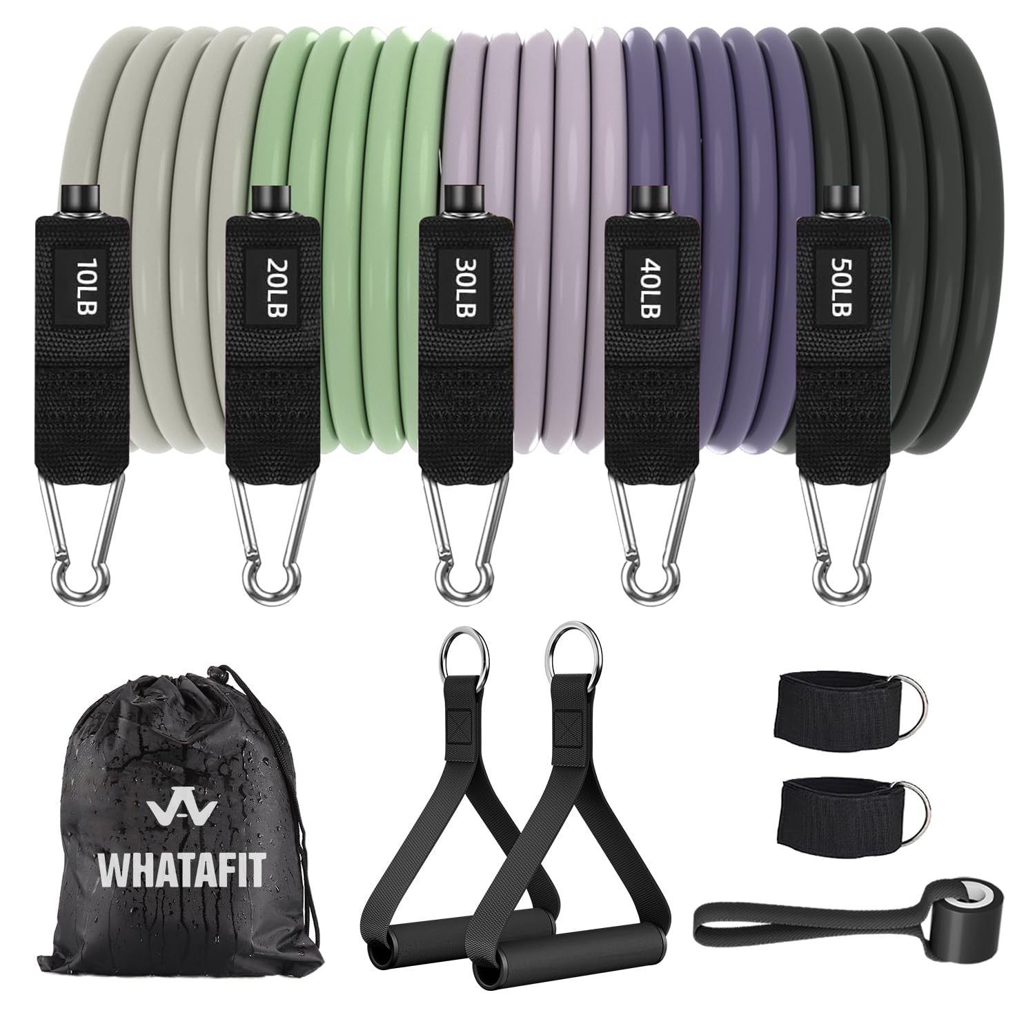 WHATAFIT Resistance Bands with Handles for Men and Women Fitness