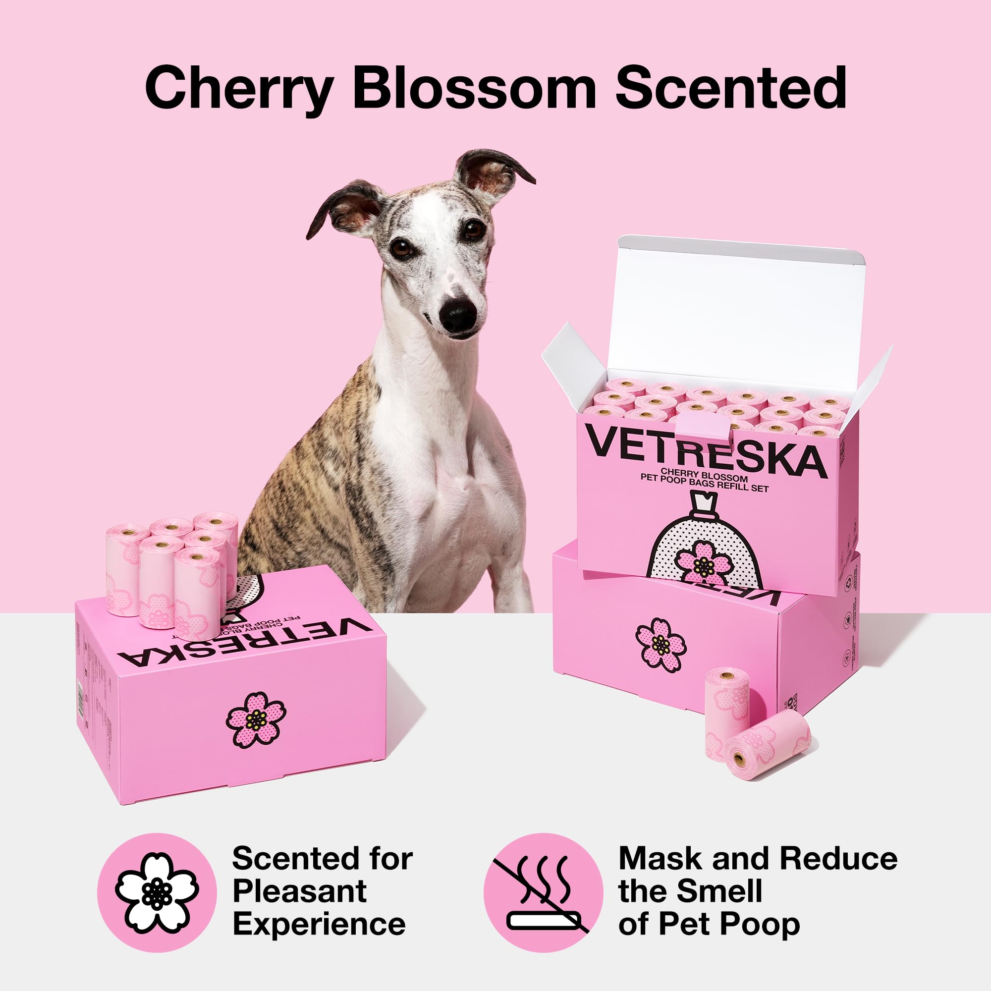 VETRESKA Dog Dispenser with Cherry Blossom Scented Poop Bags