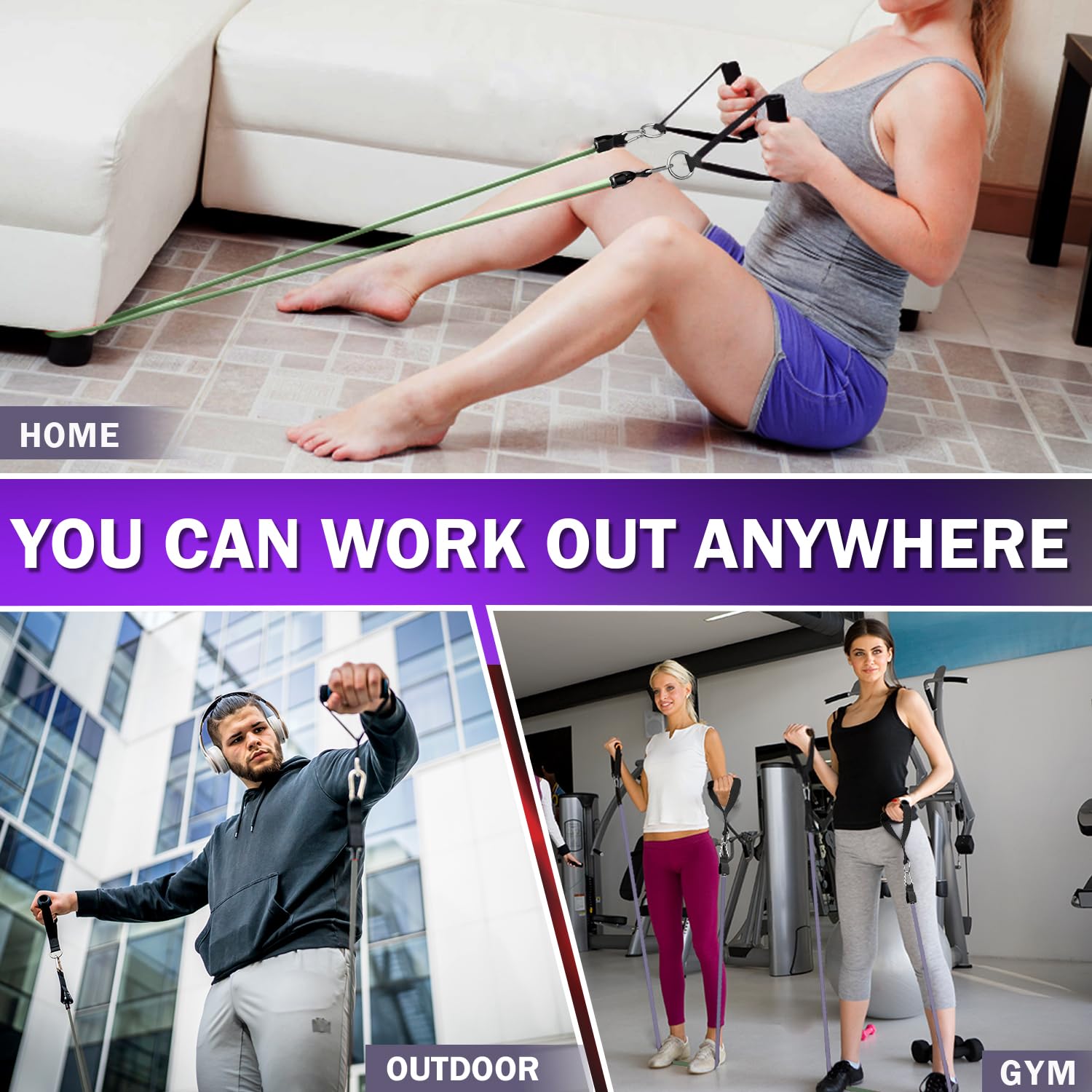 WHATAFIT Resistance Bands with Handles for Men and Women Fitness