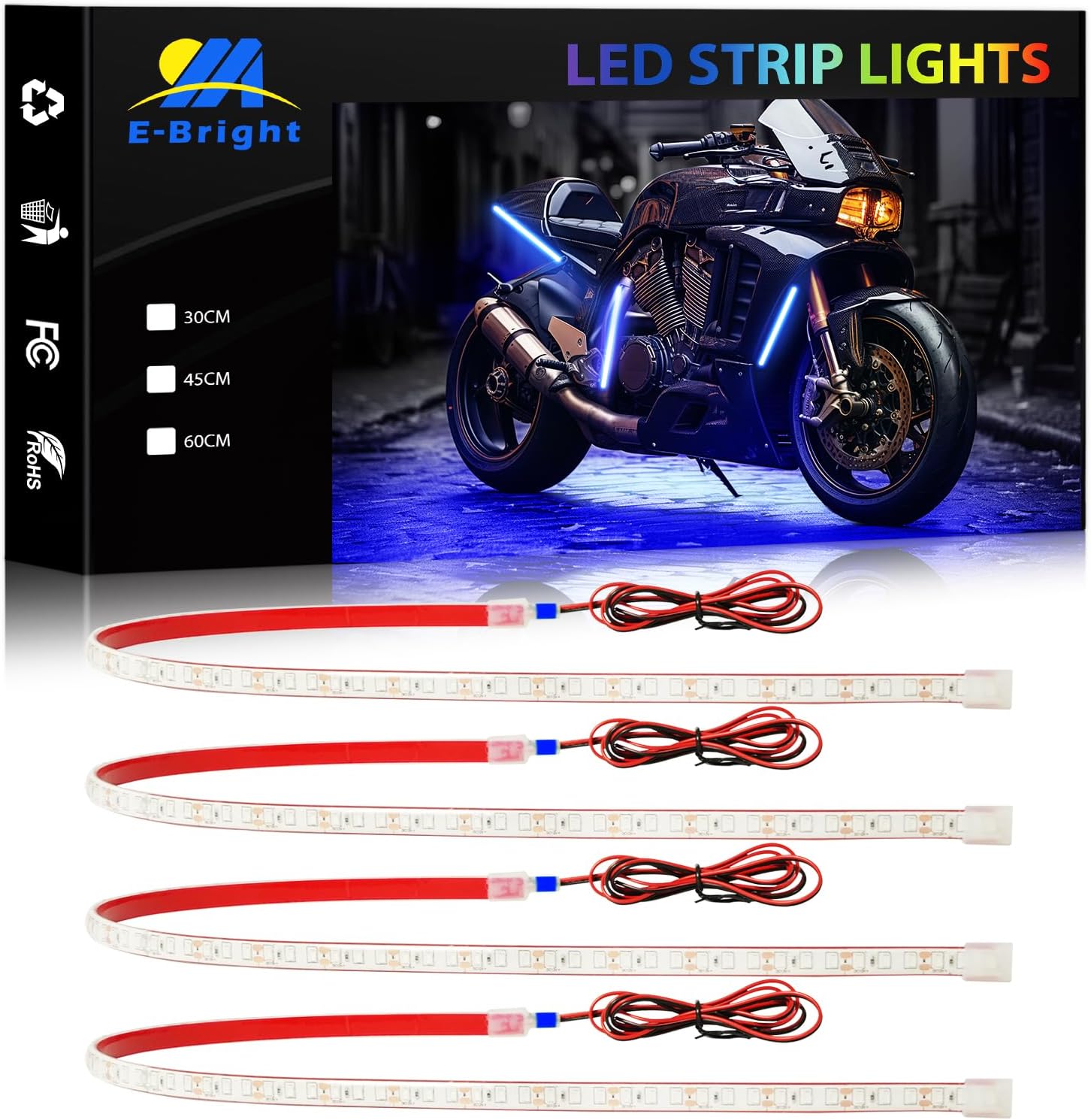 YM E-Bright LED Strip Light 30CM Waterproof for Car Motorcycles Decoration