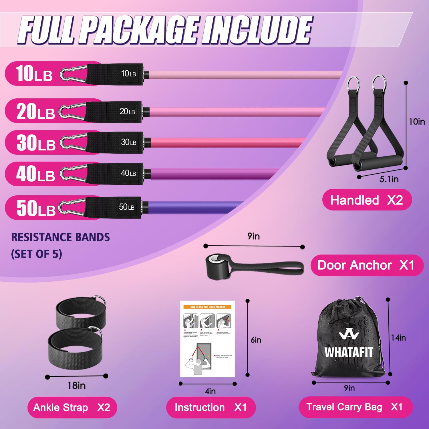 WHATAFIT Resistance Bands with Handles for Men and Women Fitness