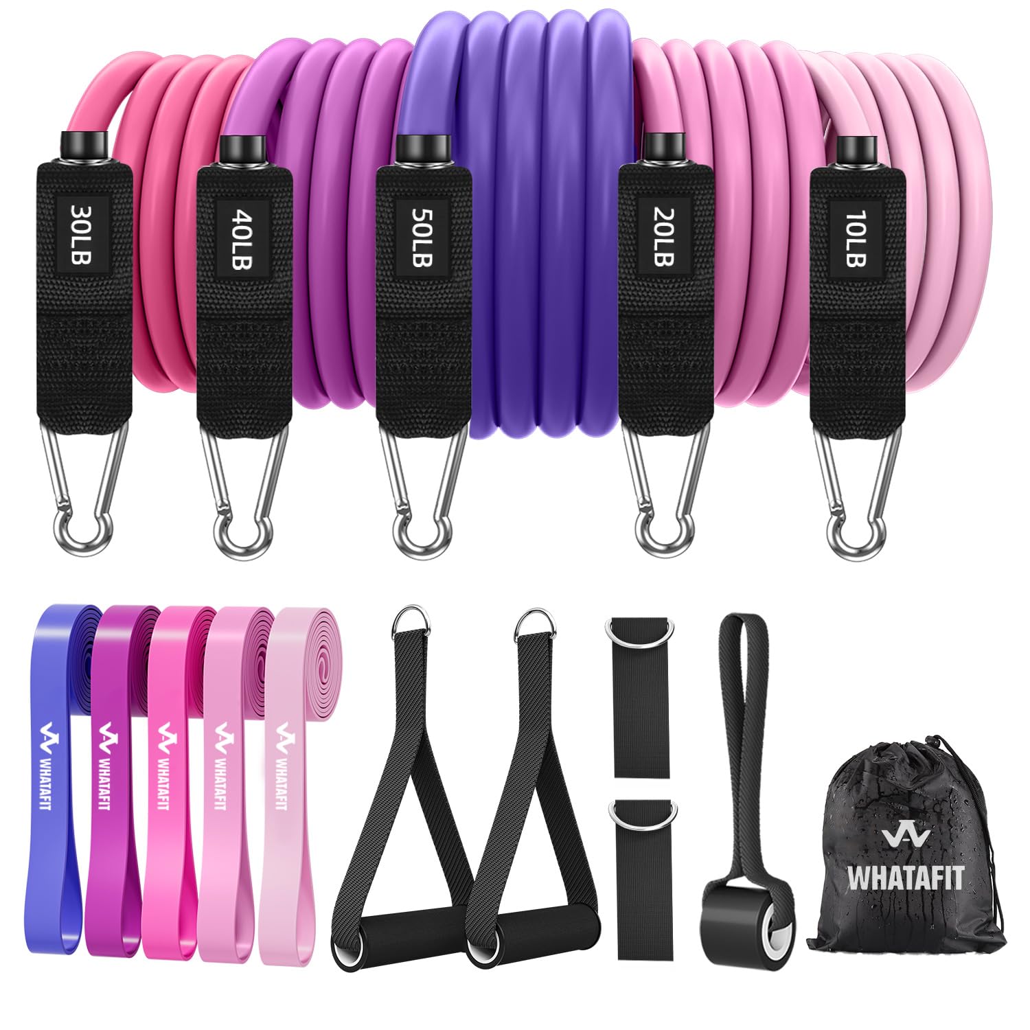 WHATAFIT Resistance Bands with Handles for Men and Women Fitness